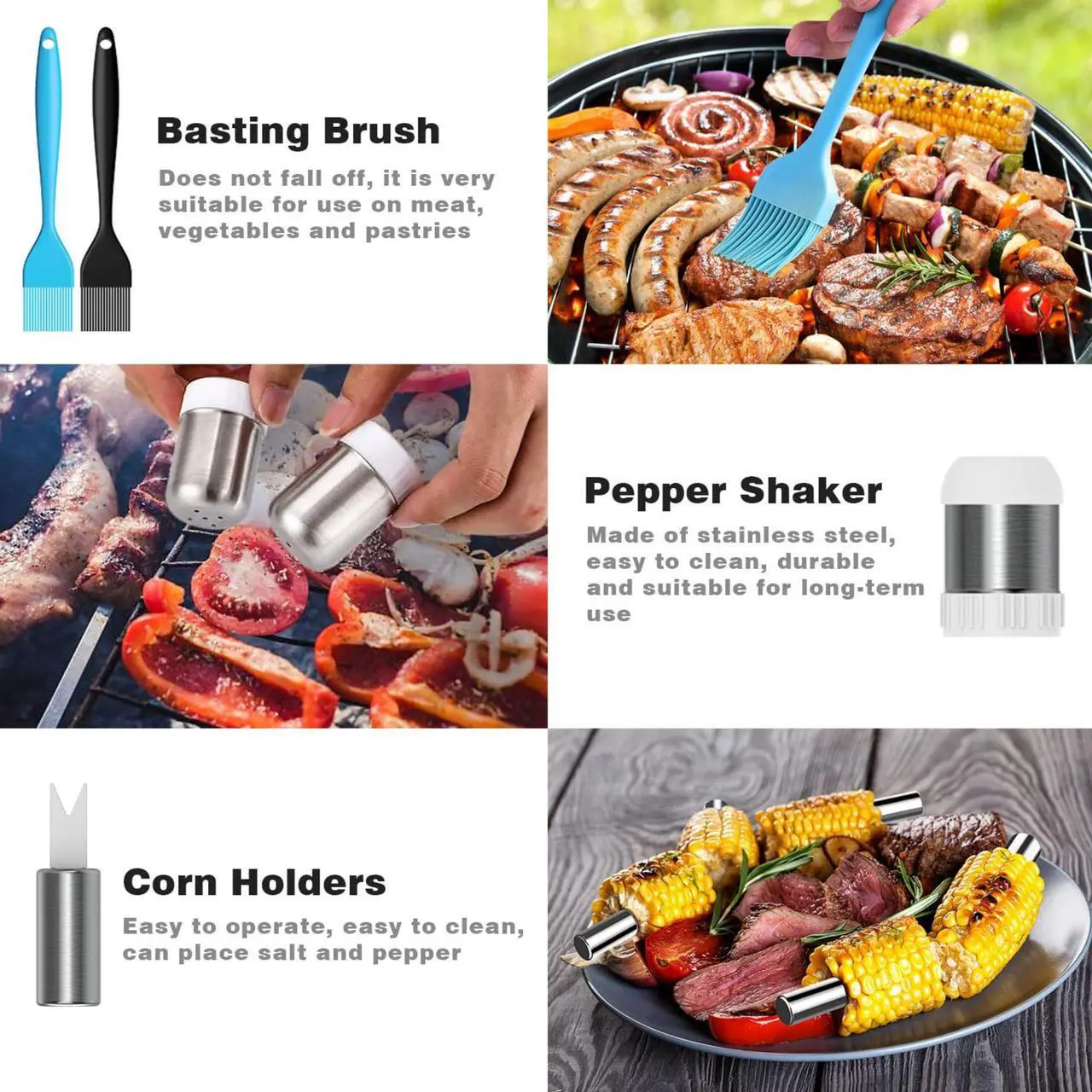 Alt view image 6 of 7 - Stainless steel barbecue tool set, suitable for camping, tail party for men and women on Father's Day.