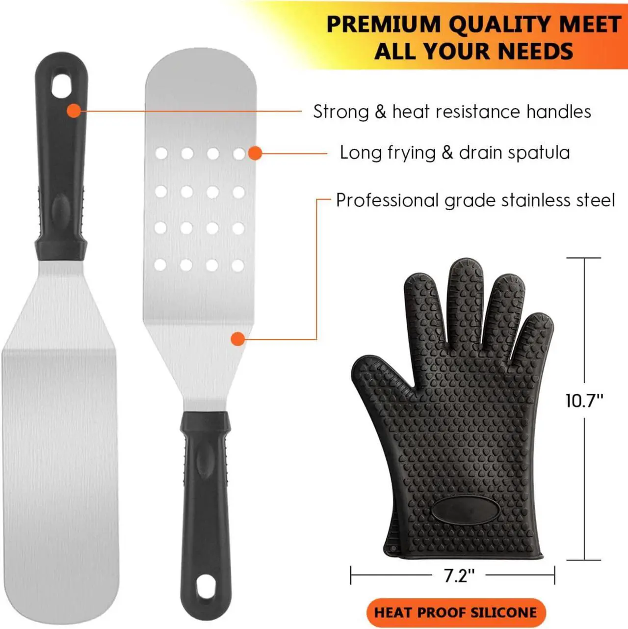Alt view image 3 of 7 - Stainless steel barbecue tool set, suitable for camping, tail party for men and women on Father's Day.