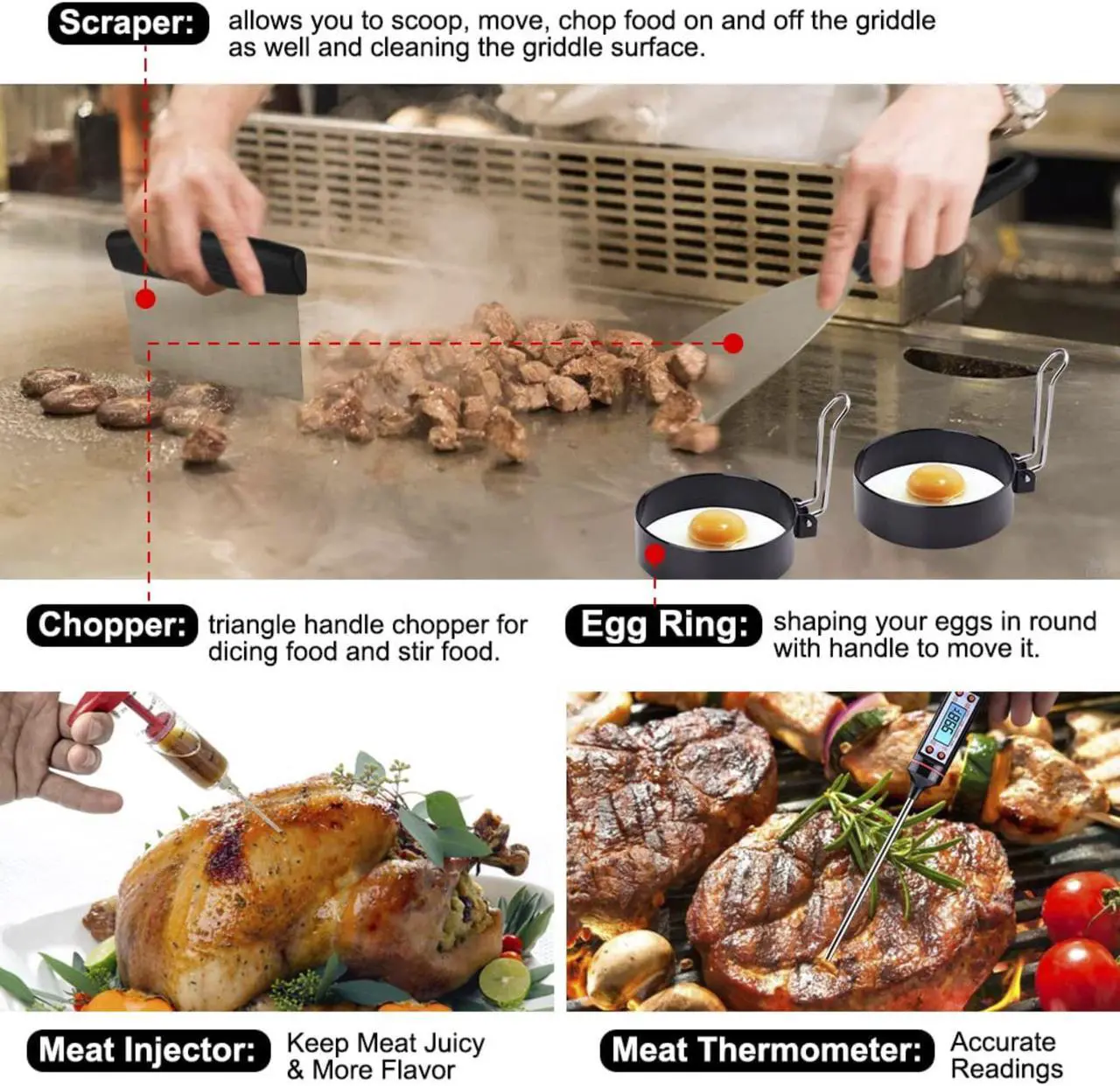 Alt view image 5 of 7 - Stainless steel barbecue tool set, suitable for camping, tail party for men and women on Father's Day.