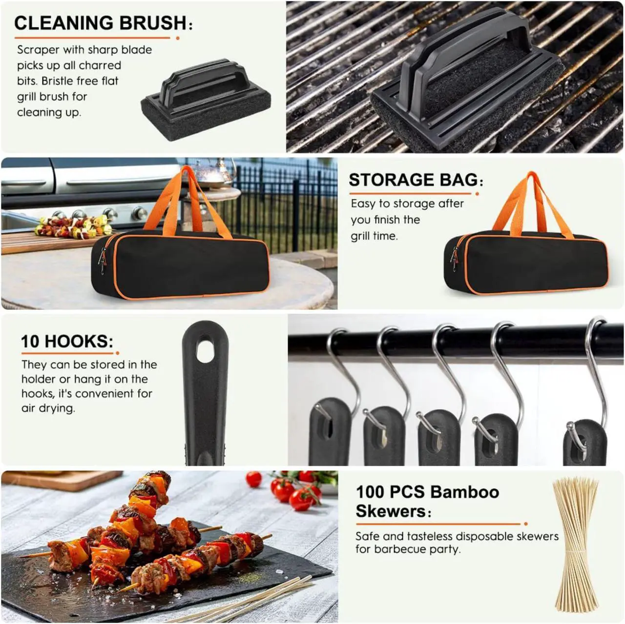 Alt view image 7 of 7 - Stainless steel barbecue tool set, suitable for camping, tail party for men and women on Father's Day.