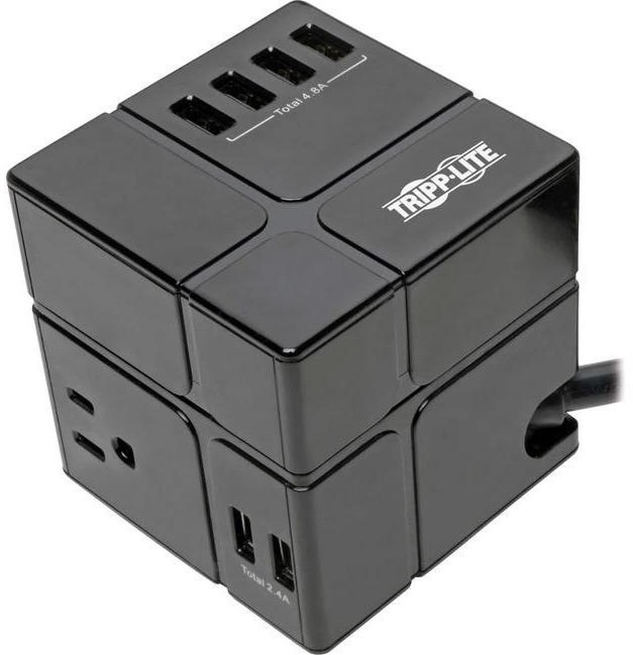 Main image of Tripp Lite Safe-IT Cube Surge Protector & Charging Station, 3-Outlets, 6-USB Fast Charging Ports, Antimicrorial Protection, 8ft / 2.4M Cord (TLP368CUBEUAM)