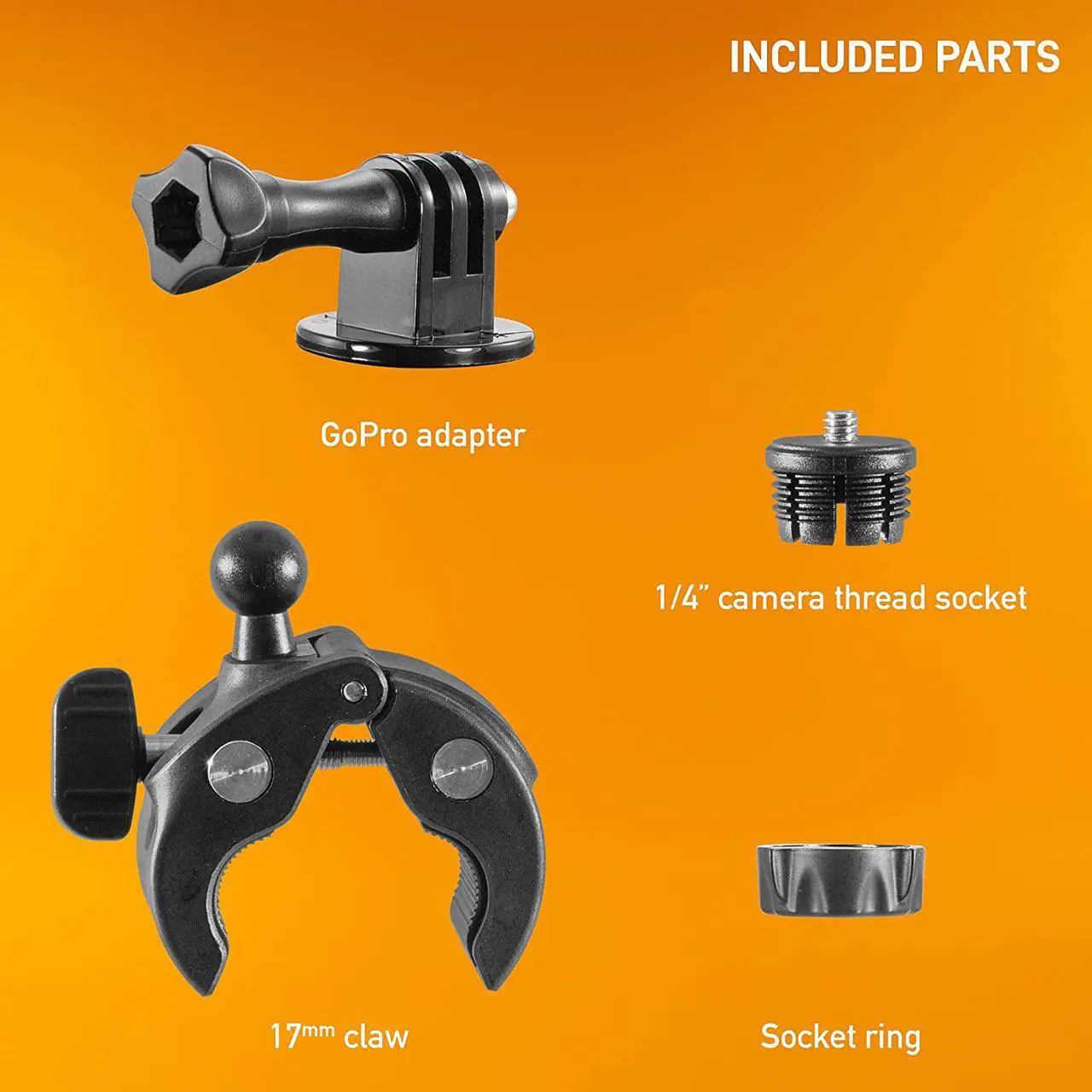 Alt view image 5 of 5 - iBOLT 17mm Clamp Mount for Handlebars, Poles, Posts- Compatible with GoPro Hero Action Cameras, ¼ 20" Camera Screw adapters and Accessories, Garmin GPS Systems, and Industry Standard 17mm Ball mounts