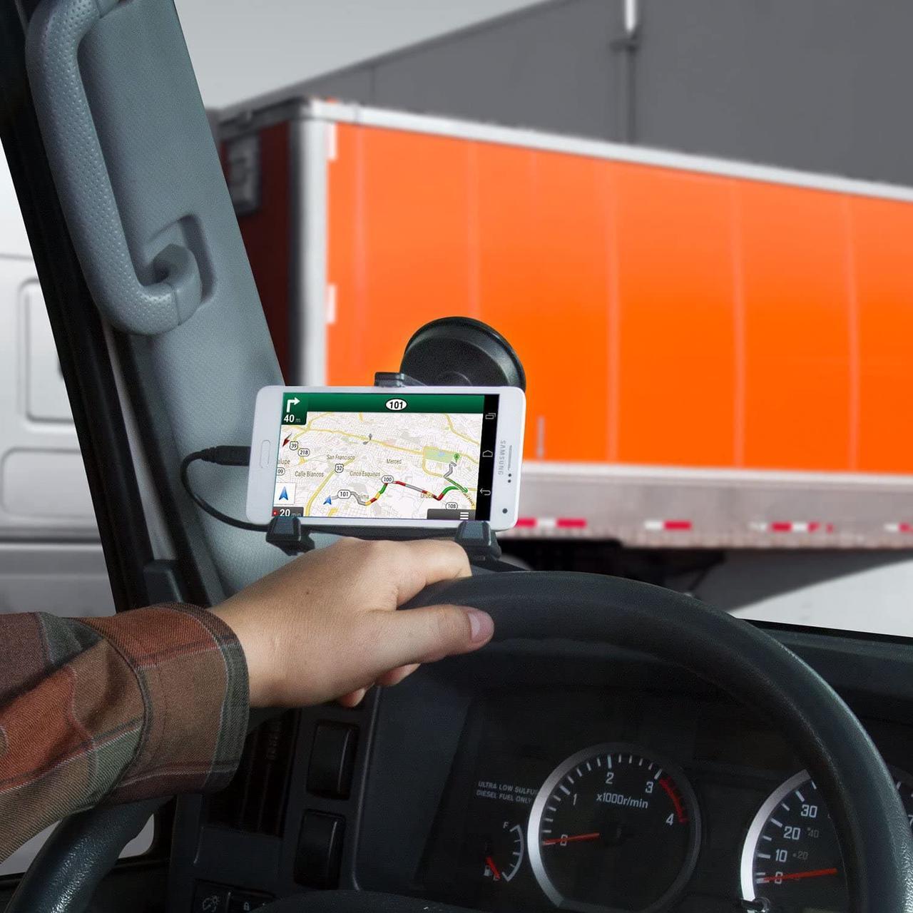Alt view image 6 of 7 - iBOLT xProDock NFC Bizmount - Phone Holder/Mount with Heavy Duty Suction Cup Base and 2m microUSB Cable- for Your Windshield, Dashboard - for Telematic Commuters, Fleets, Cars, Large Trucks, Vans