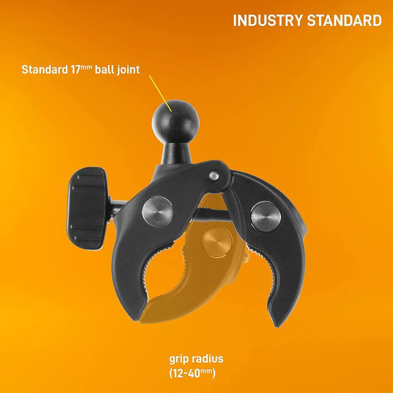 Alt view image 3 of 5 - iBOLT 17mm Clamp Mount for Handlebars, Poles, Posts- Compatible with GoPro Hero Action Cameras, ¼ 20" Camera Screw adapters and Accessories, Garmin GPS Systems, and Industry Standard 17mm Ball mounts