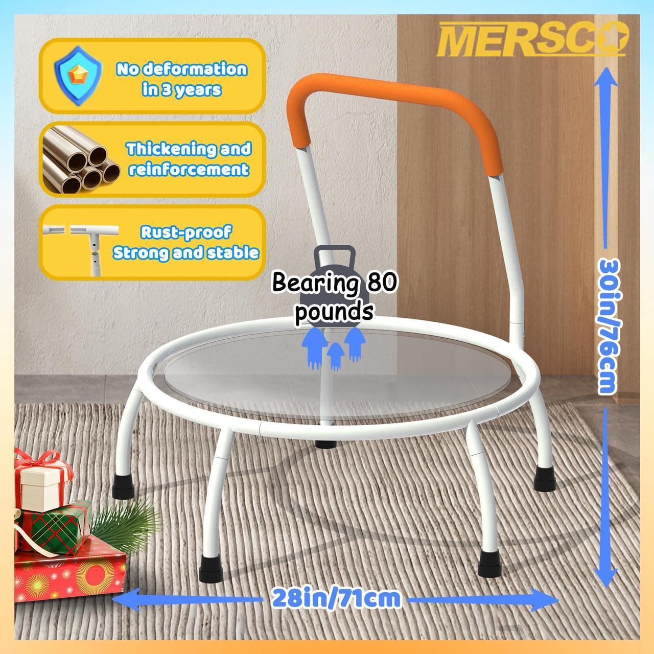 Alt view image 2 of 7 - Mersco 28" Mini Toddler Trampoline Kids Indoor Trampoline with Handle Small Recreational Trampoline for Kids Ages 1+ Baby Toys Gifts for Boys Girls Christmas Birthday, Orange