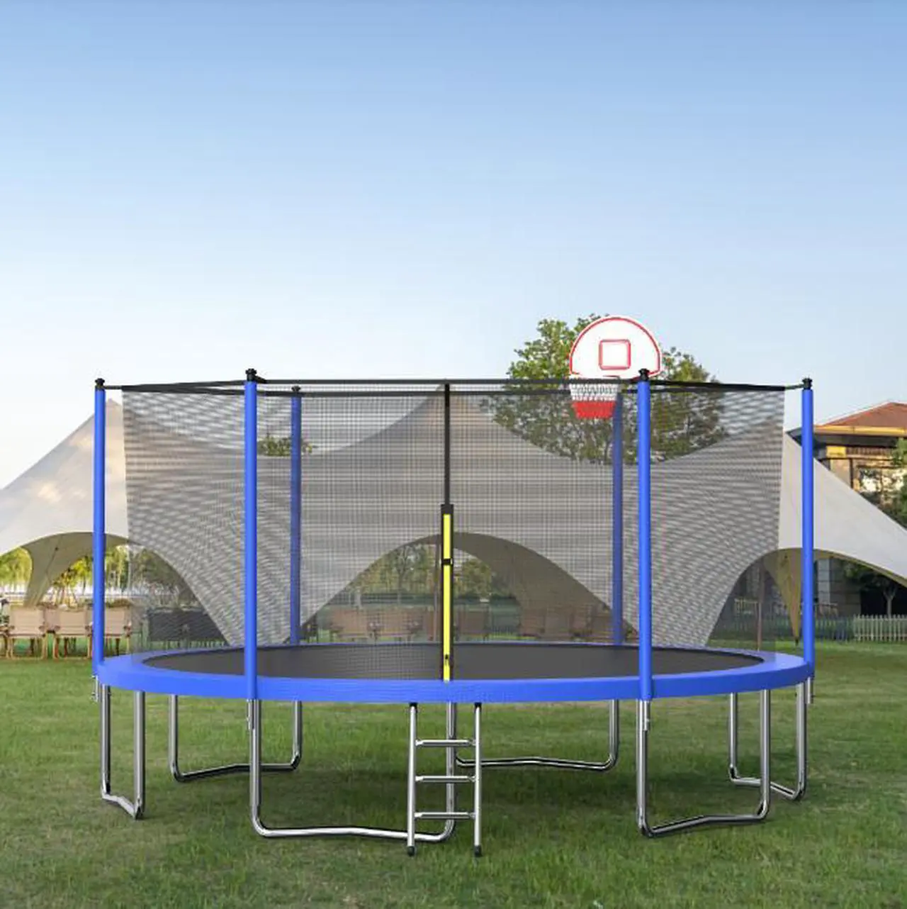 Main image of Trampoline 1500 LBS 15FT Outdoor Trampoline with Safety Enclosure Net, Backyard Trampoline, Recreational Heavy-Duty Trampoline for Kids Adult Basketball Hoop, Basketball-ASTM Approved
