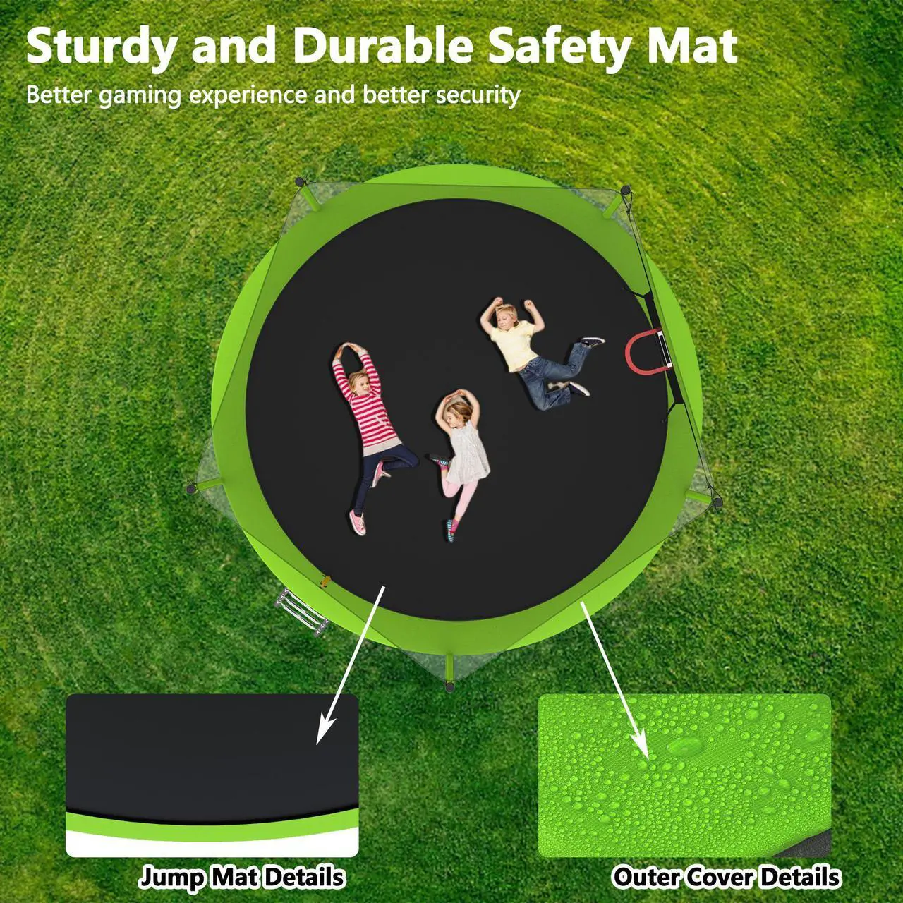 Alt view image 5 of 7 - Mersco 14FT Trampoline with Safety Enclosure Net,Trampolines with Soft Basketball,Outdoor Trampoline and Trampolines for Kids and Adults for Backyard Park-ASTM Approved Green Color