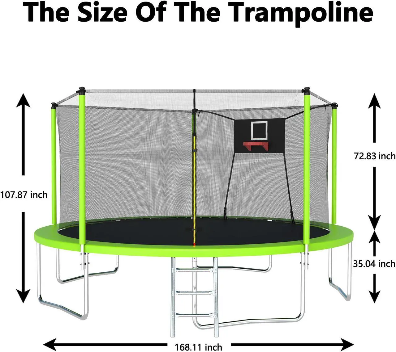 Alt view image 7 of 7 - Mersco 14FT Trampoline with Safety Enclosure Net,Trampolines with Soft Basketball,Outdoor Trampoline and Trampolines for Kids and Adults for Backyard Park-ASTM Approved Green Color