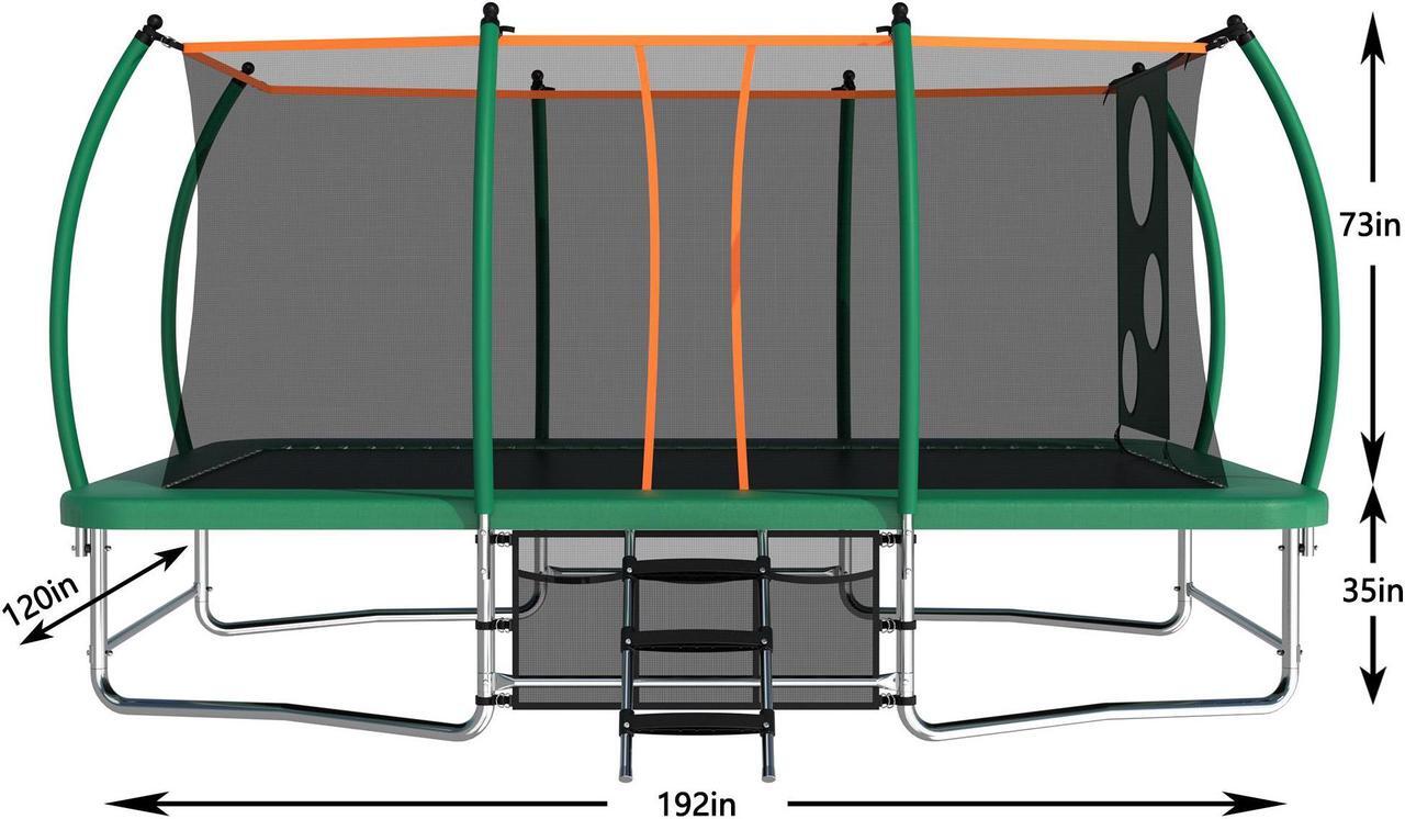 Alt view image 6 of 7 - Mersco 10x16FT Rectangle Trampoline with Football Bag and Enclosure Net, Outdoor Rectangular Trampolines for Kids Adults, ASTM Approved Square Bounce Gymnastics Trampoline, 1760LBS Load-Bearing