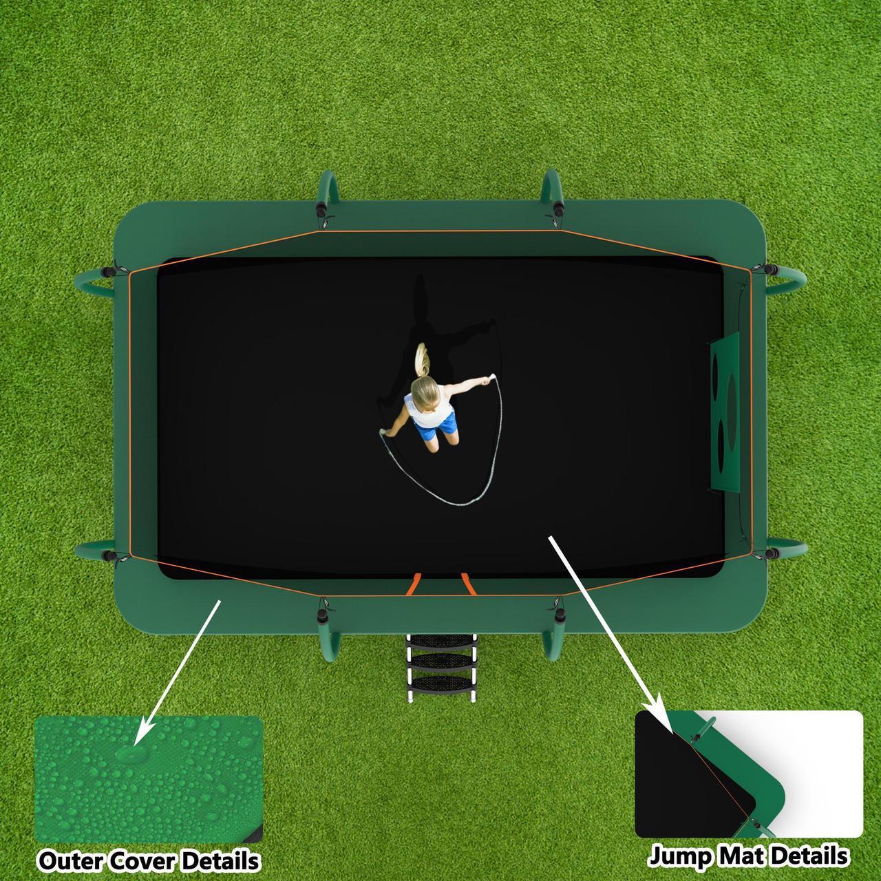 Alt view image 4 of 7 - Mersco 10x16FT Rectangle Trampoline with Football Bag and Enclosure Net, Outdoor Rectangular Trampolines for Kids Adults, ASTM Approved Square Bounce Gymnastics Trampoline, 1760LBS Load-Bearing