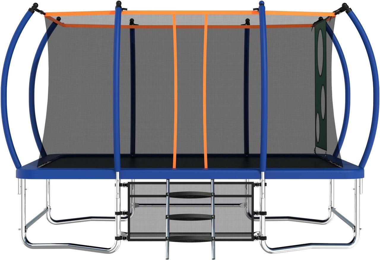 Alt view image 6 of 7 - Mersco 8x14FT Rectangle Trampoline with Football Bag and Enclosure Net, Outdoor Rectangular Trampolines for Kids Adults, ASTM Approved Square Bounce Gymnastics Trampoline, 1760LBS Load-Bearing