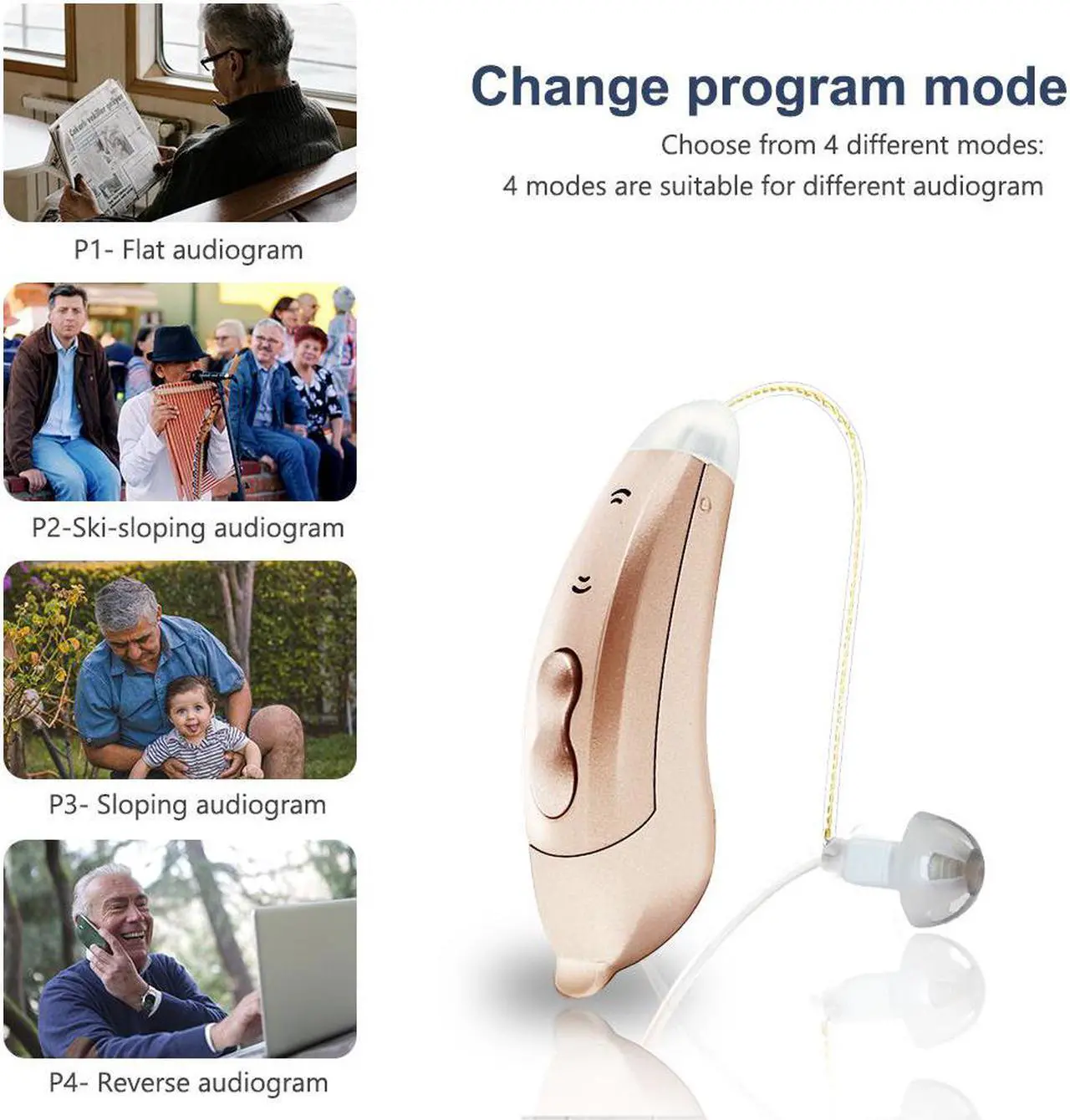 Alt view image 7 of 7 - 10 Channels Bluetooth Digital Hearing Aids Smart Sound Amplifiers, Programmable Wireless App Sound Assist Aid, for Adults and Seniors