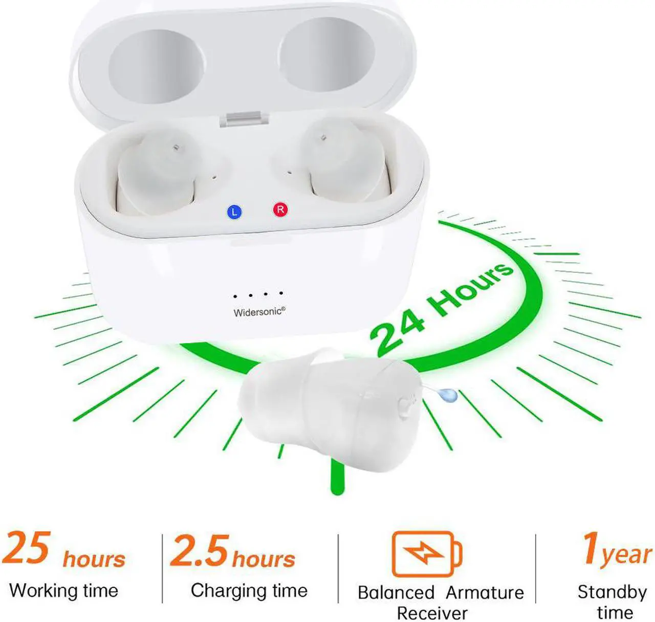 Alt view image 3 of 6 - Digital Hearing Aids Rechargeable SR101 Audifonos 10 Channels Hearing Device 5 Colours Hearing Amplifier for Elderly Champagne-Right