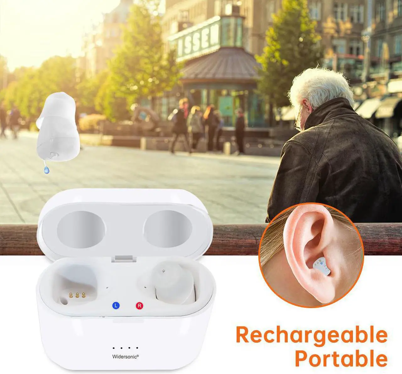 Alt view image 2 of 6 - Digital Hearing Aids Rechargeable SR101 Audifonos 10 Channels Hearing Device 5 Colours Hearing Amplifier for Elderly Champagne-Right