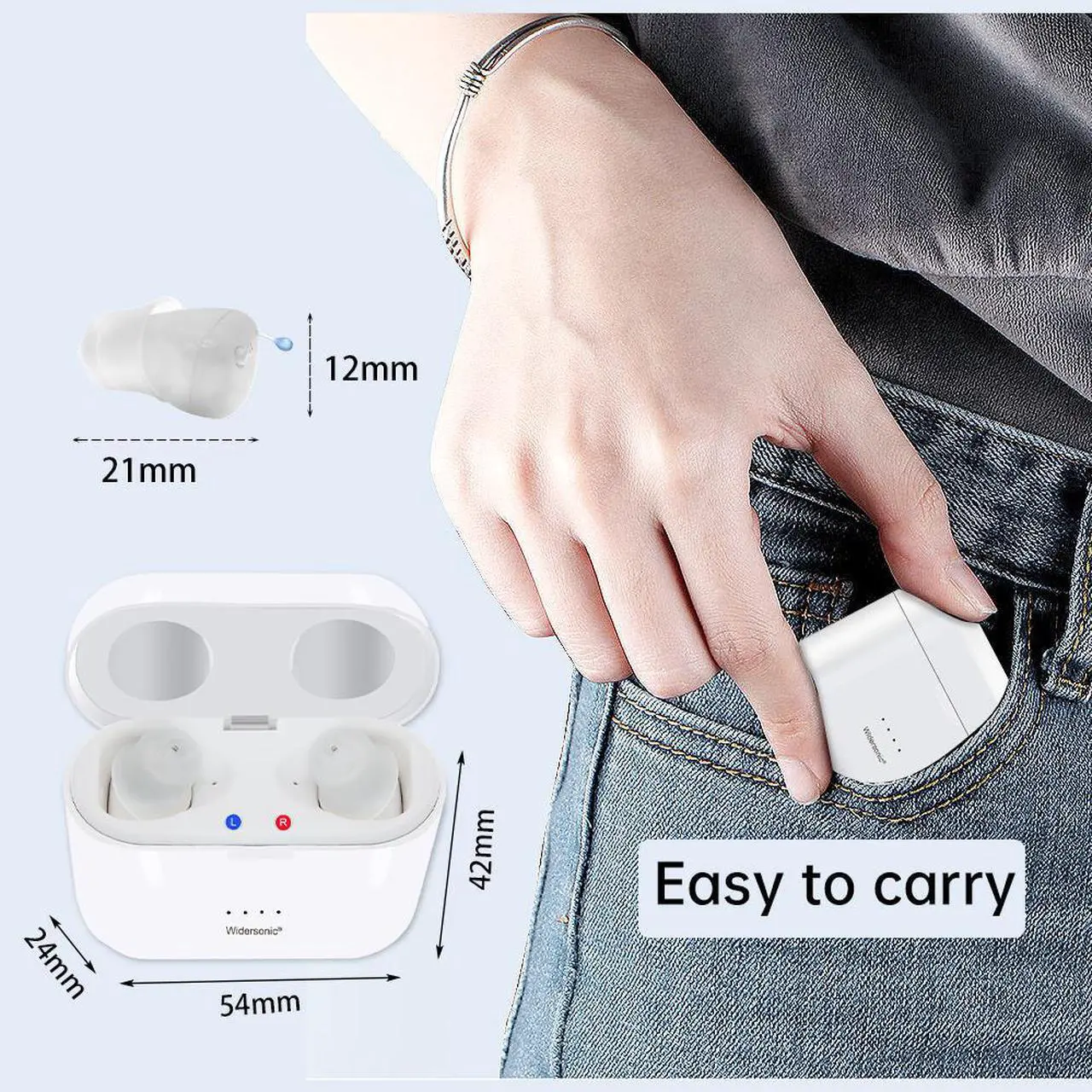 Alt view image 4 of 6 - Digital Hearing Aids Rechargeable SR101 Audifonos 10 Channels Hearing Device 5 Colours Hearing Amplifier for Elderly Champagne-Right