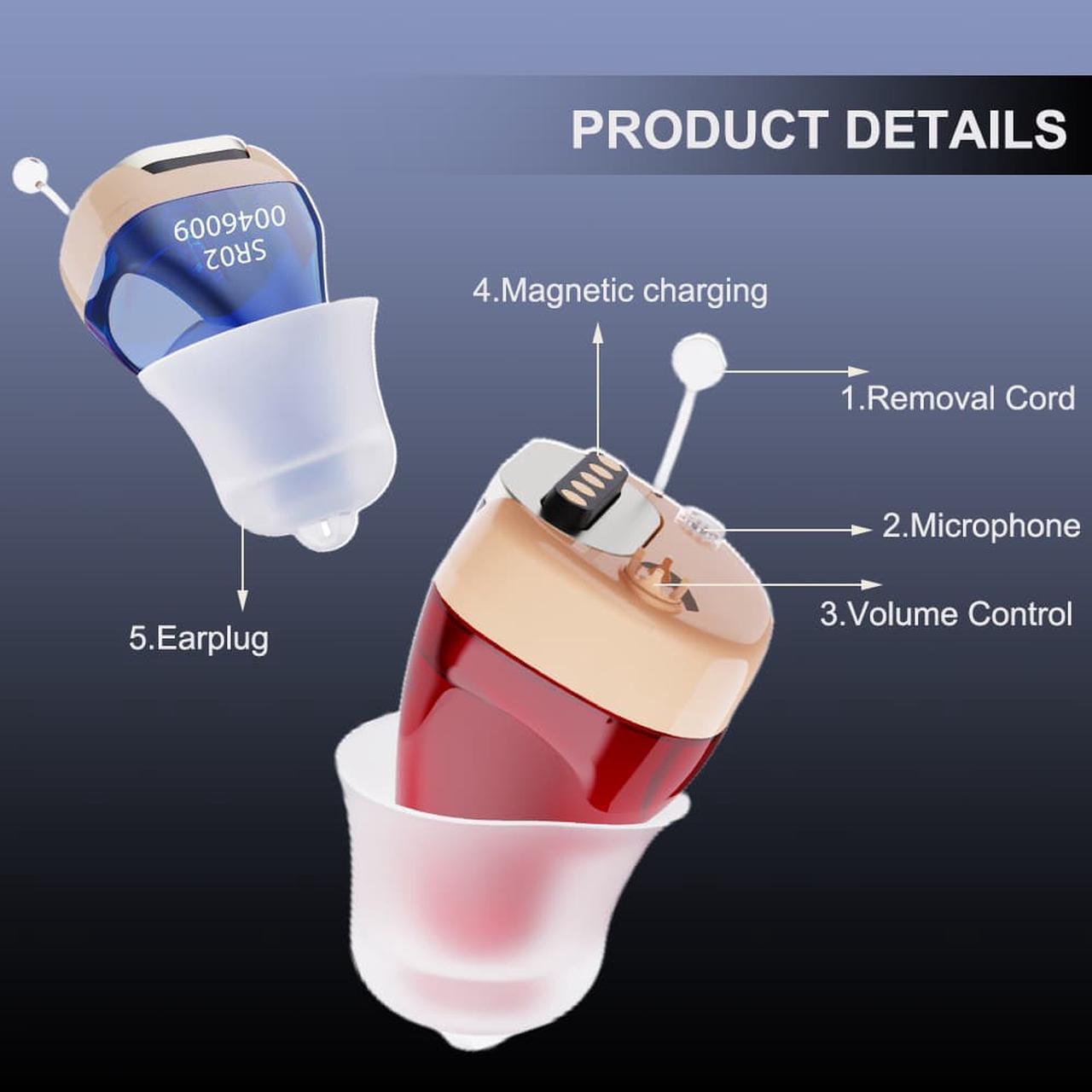 Alt view image 4 of 6 - Elderly Rechargeable Magnetic Hearing Aid USB Mini Inner Ear Portable Amplifier SR02 Adjustable Audio