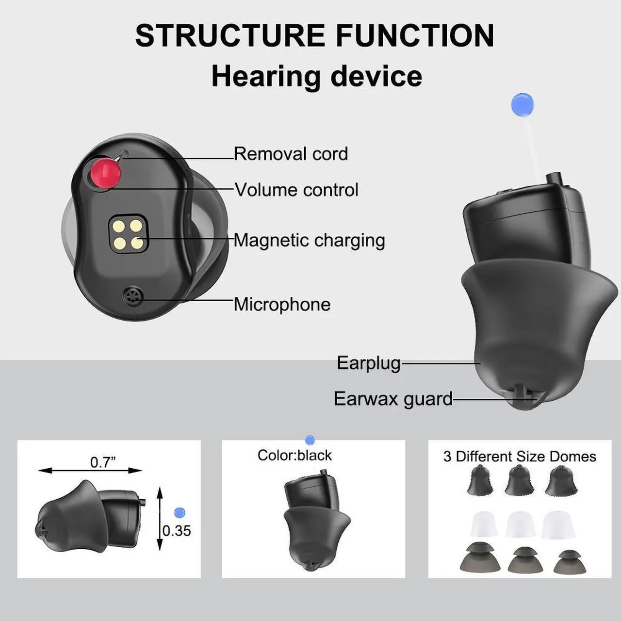 Alt view image 2 of 6 - Elderly Hearing Aids Noise Reduction CIC Rechargeable Mild To Moderate Hearing Loss Adult Comfort Digital Hearing Amplifier