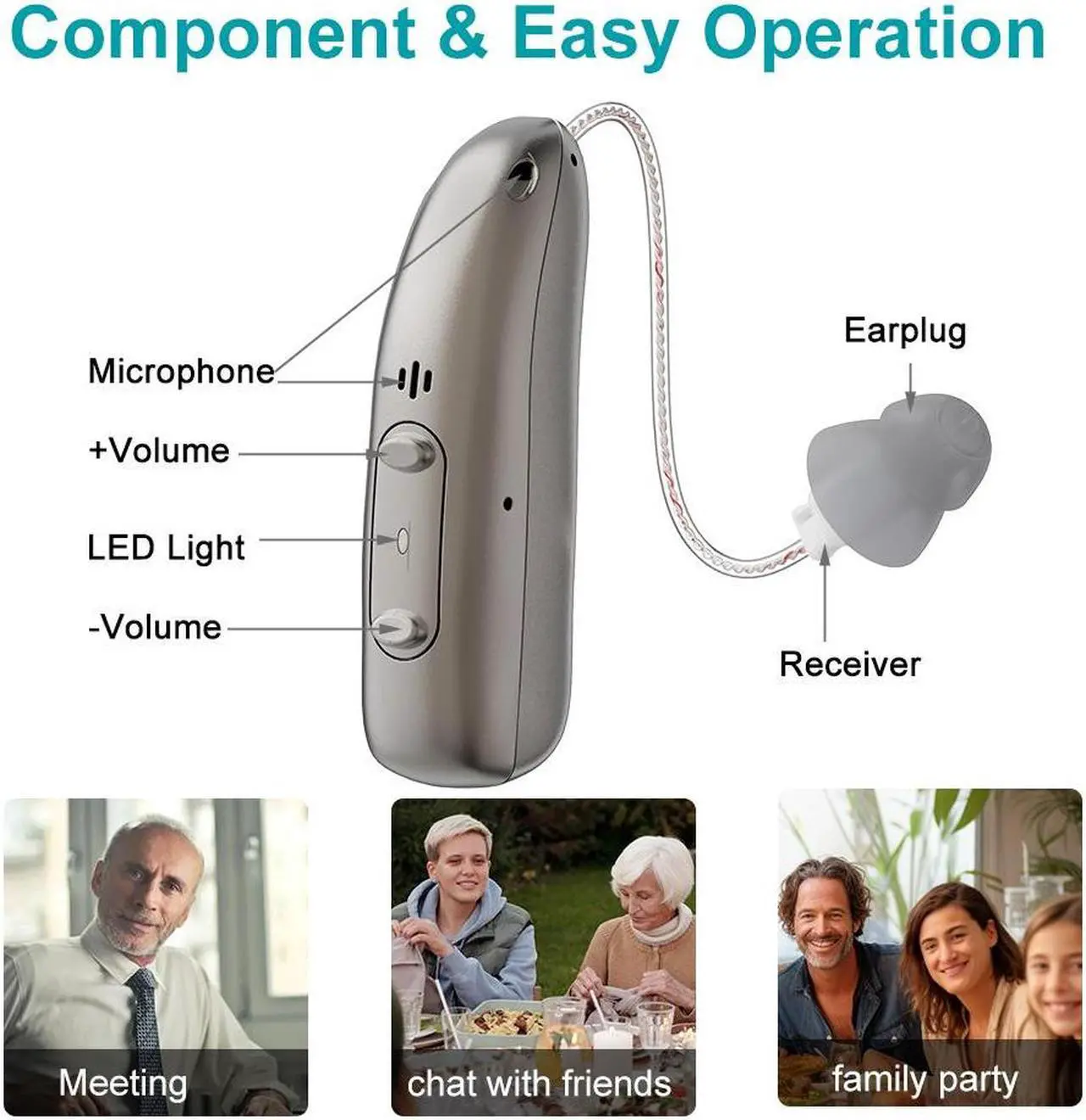 Alt view image 4 of 7 - Elderly Hearing Aids Rechargeable for Adults and Seniors Small Digital Hearing Amplifiers with Noise Canceling with Charge Case