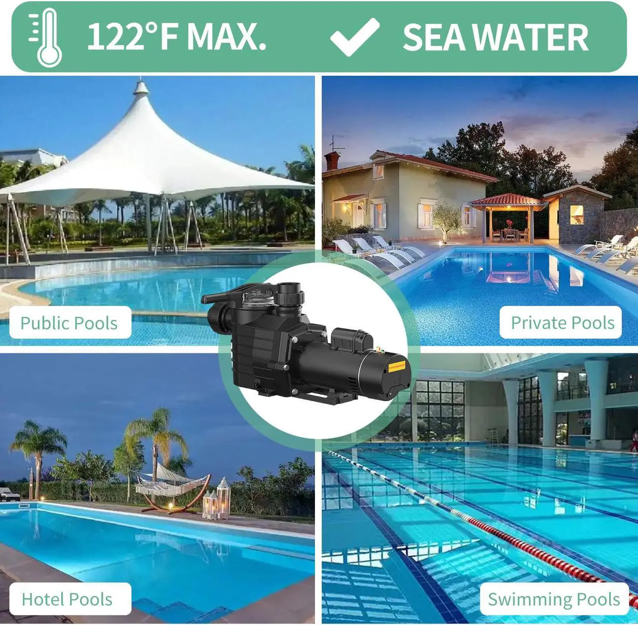 Alt view image 7 of 7 - 2.5HP 6240GPH Pool Pumps Above Ground and Inground, 1725RPM/3450RPM 2-Speed Swimming Pool Pumps, Super Power, Salt/Fresh Water, IP44 Waterproof, Energy Saving