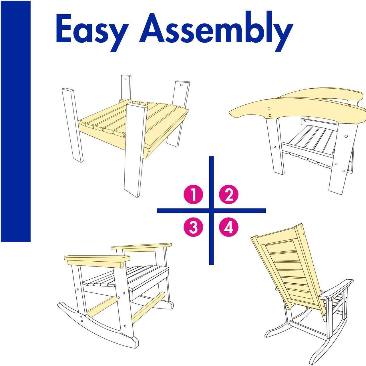 Alt view image 7 of 7 - Patio Rocking Chair, All-Weather Oversized Outdoor Rocker, HDPE Plastic Rocking Chairs with High Back for Front Porch Outside Indoor Living Room Backyard Balcony, Black
