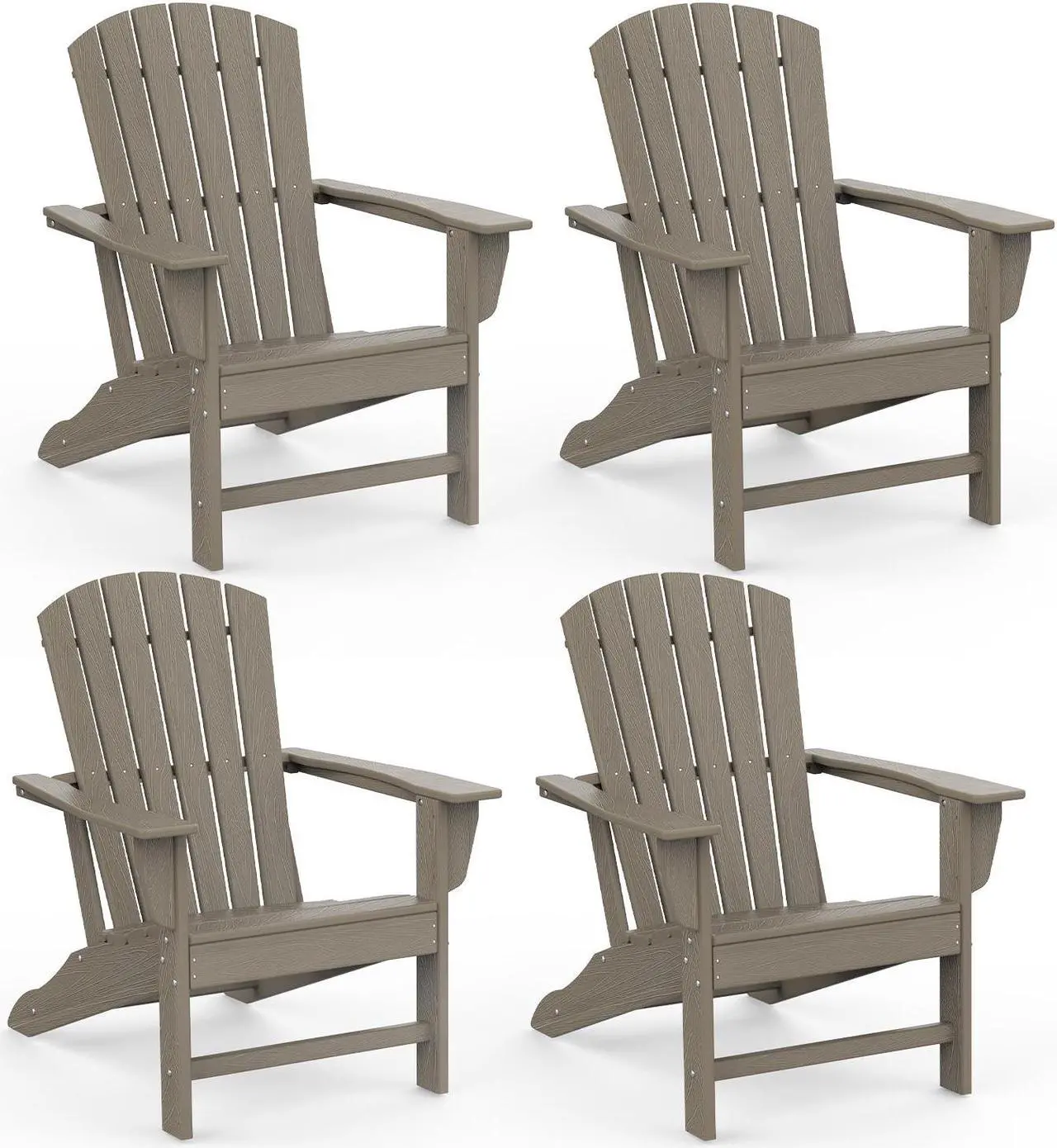 Alt view image 6 of 6 - Adirondack Chairs, HDPE All-Weather Fire Pit Chairs, Plastic Campfire Chair for Deck Backyard Patio Outdoor Poolside Porch Lawn Outside, Brown