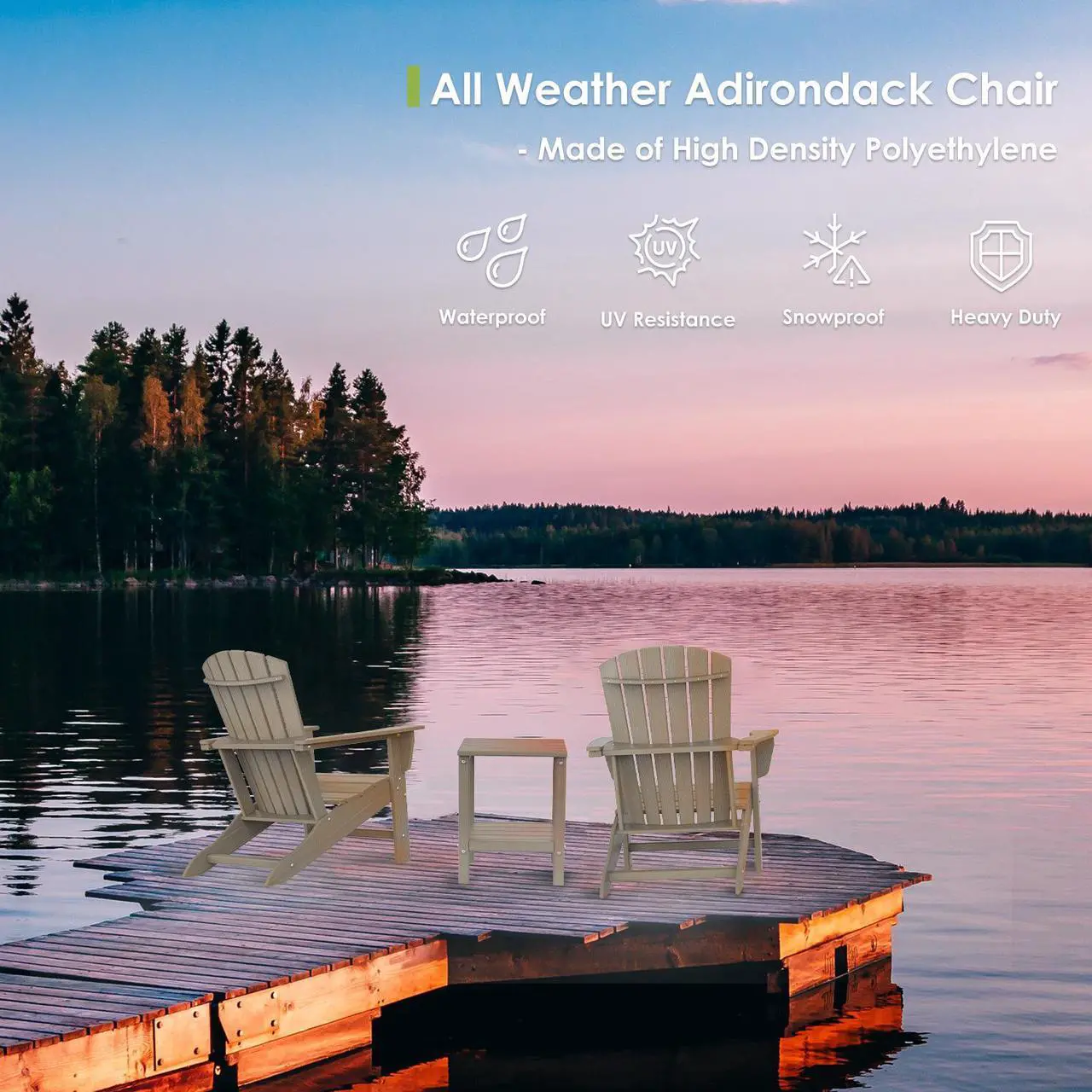Alt view image 5 of 6 - Adirondack Chairs, HDPE All-Weather Fire Pit Chairs, Plastic Campfire Chair for Deck Backyard Patio Outdoor Poolside Porch Lawn Outside, Brown