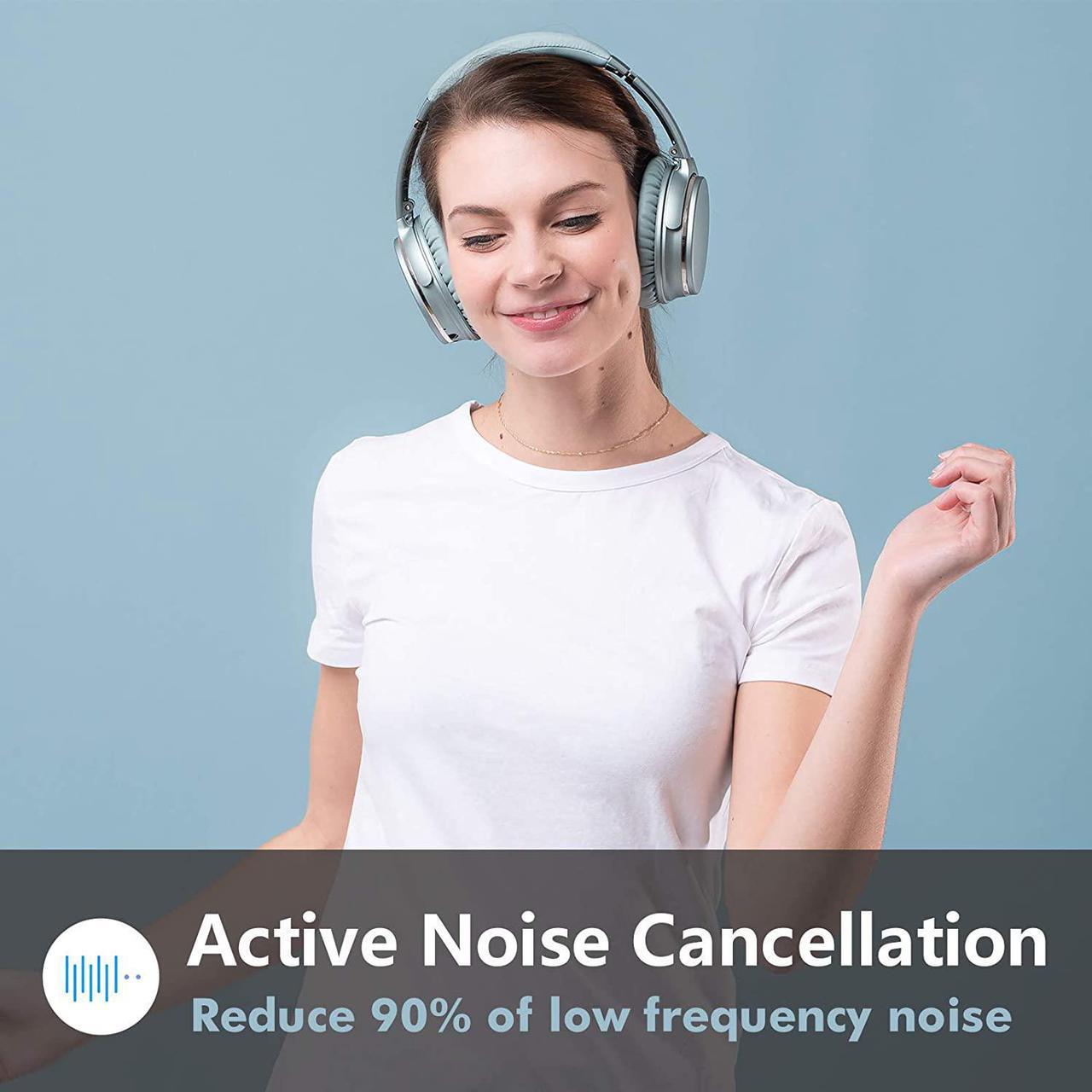 Alt view image 4 of 7 - Srhythm NC25 Active Noise Cancelling Headphones Bluetooth 5.3,ANC Stereo Headset Over-Ear with Hi-Fi,Mic,50H Playtime,Voice Assistant,Low Latency Game Mode
