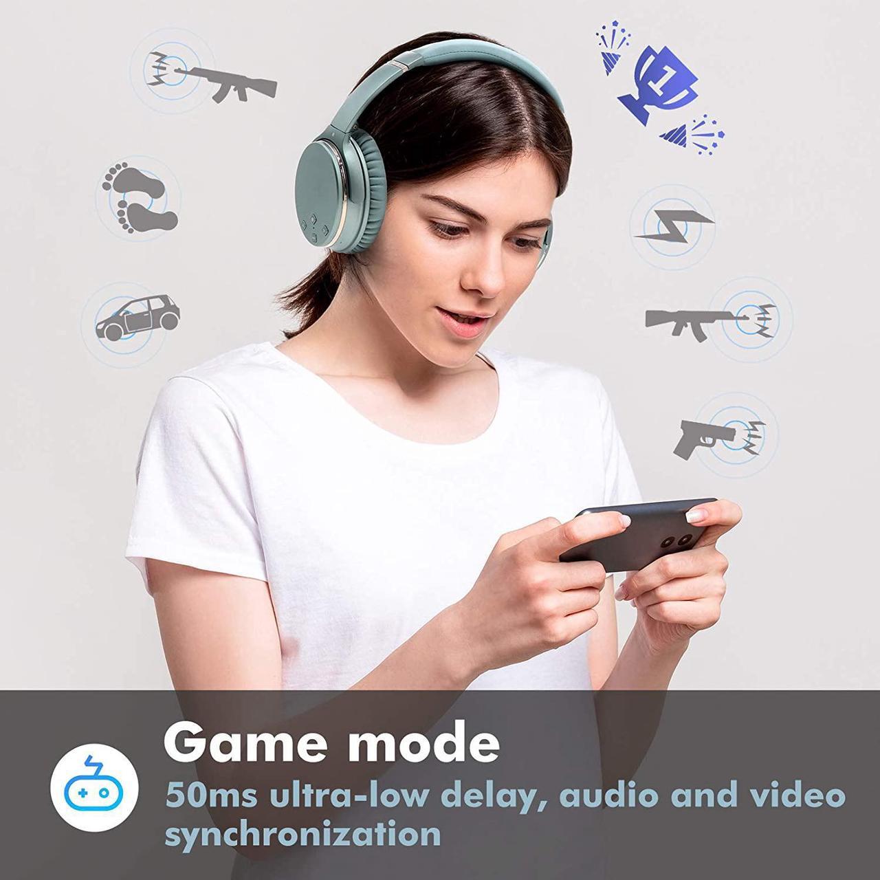 Alt view image 5 of 7 - Srhythm NC25 Active Noise Cancelling Headphones Bluetooth 5.3,ANC Stereo Headset Over-Ear with Hi-Fi,Mic,50H Playtime,Voice Assistant,Low Latency Game Mode
