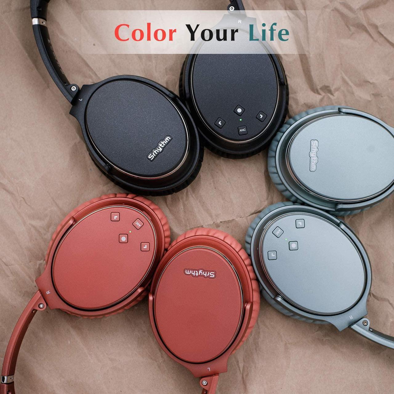 Alt view image 8 of 7 - Srhythm NC35 Noise Cancelling Headphones Wireless Bluetooth 5.3, Fast Charge Over-Ear Lightweight Headset with Microphones,Mega Bass 50+ Hours Playtime