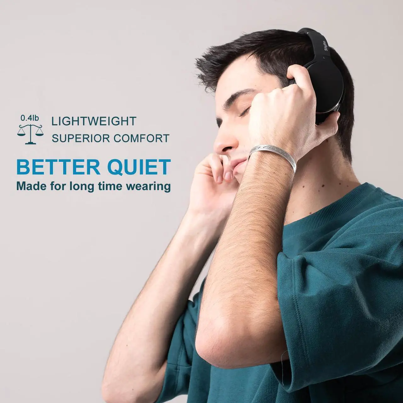 Alt view image 4 of 7 - Srhythm NC25 Active Noise Cancelling Headphones Bluetooth 5.3,ANC Stereo Headset Over-Ear with Hi-Fi,Mic,50H Playtime,Voice Assistant,Low Latency Game Mode