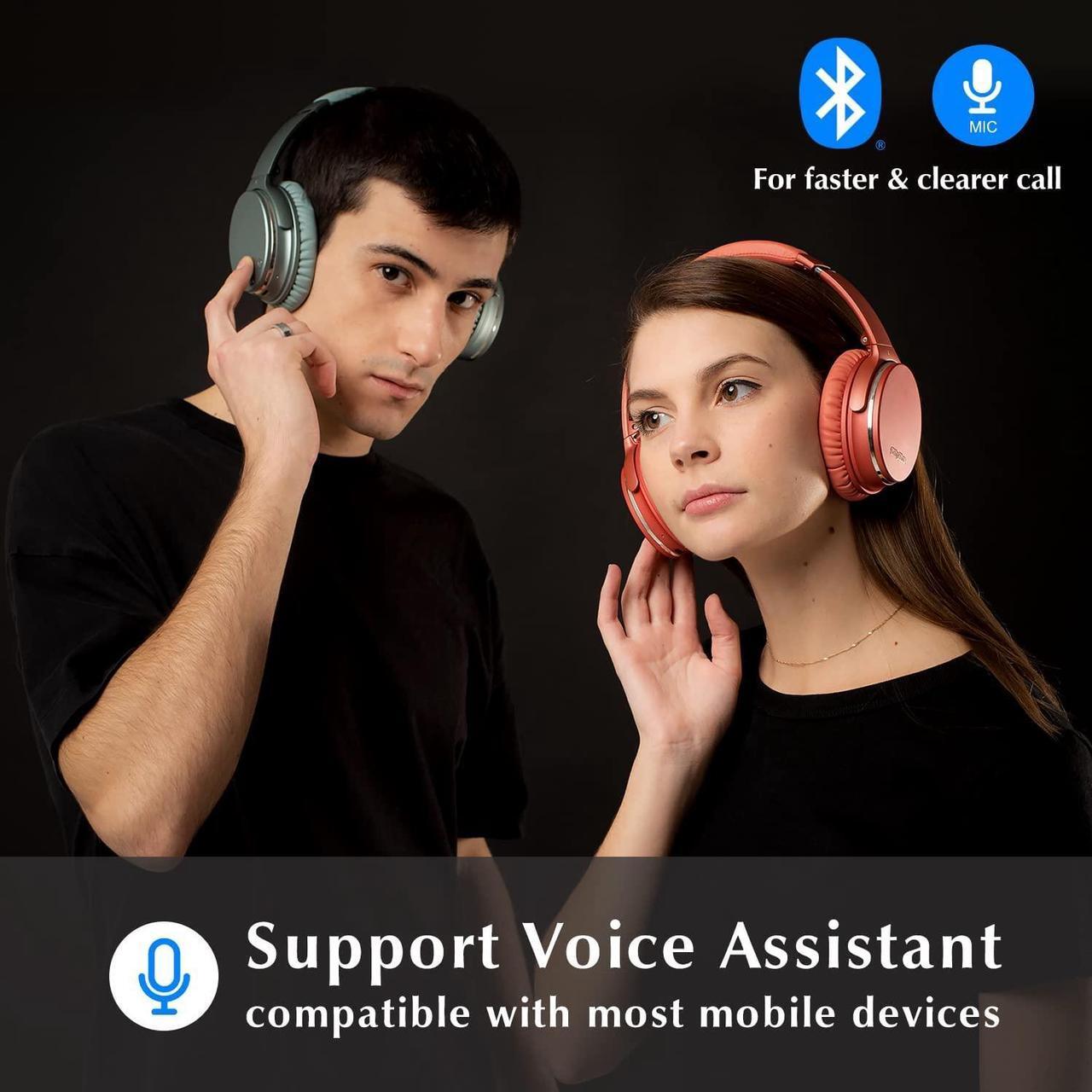 Alt view image 5 of 7 - Srhythm NC35 Noise Cancelling Headphones Wireless Bluetooth 5.3, Fast Charge Over-Ear Lightweight Headset with Microphones,Mega Bass 50+ Hours Playtime Green