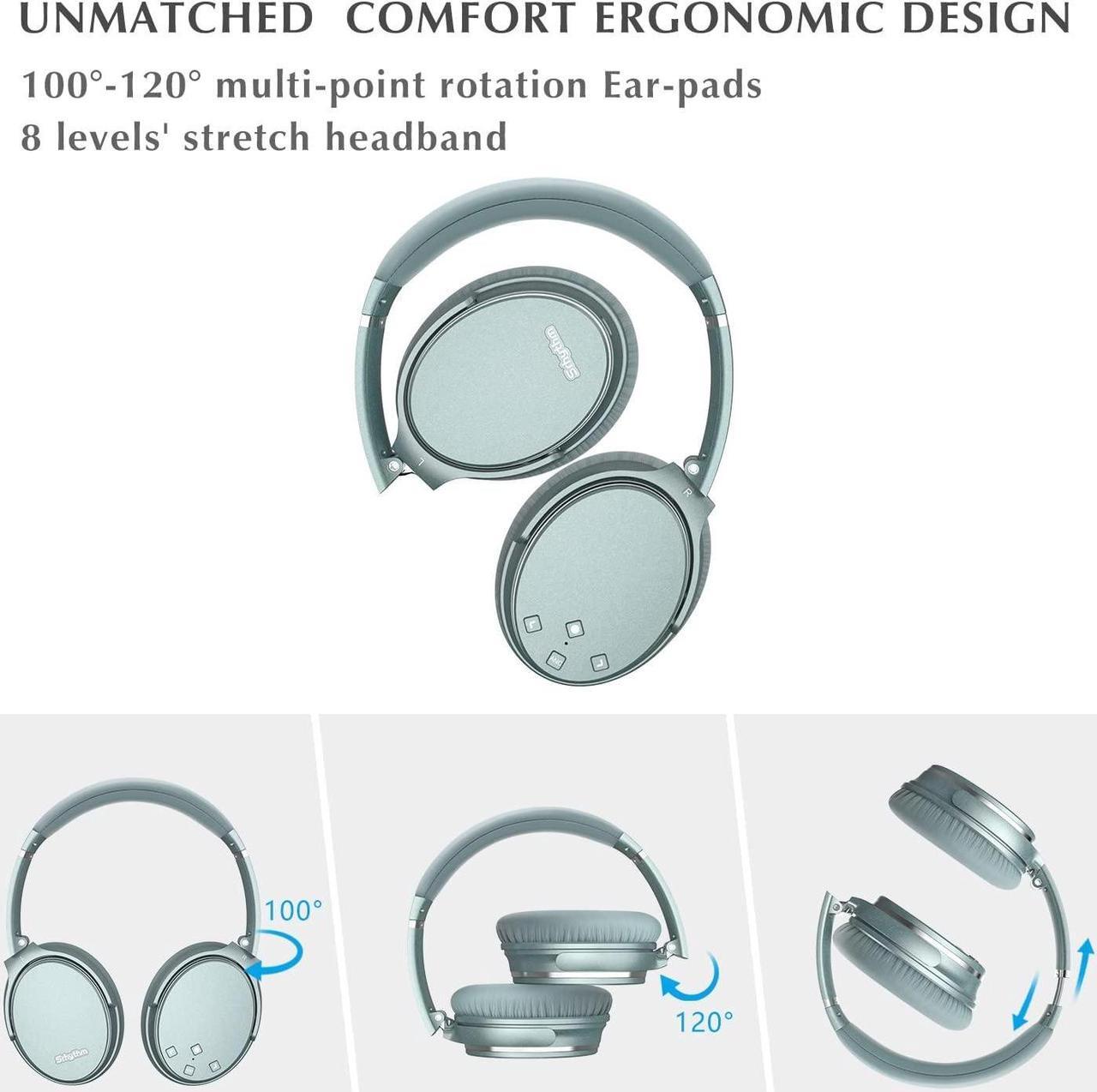 Alt view image 7 of 7 - Srhythm NC35 Noise Cancelling Headphones Wireless Bluetooth 5.3, Fast Charge Over-Ear Lightweight Headset with Microphones,Mega Bass 50+ Hours Playtime Green