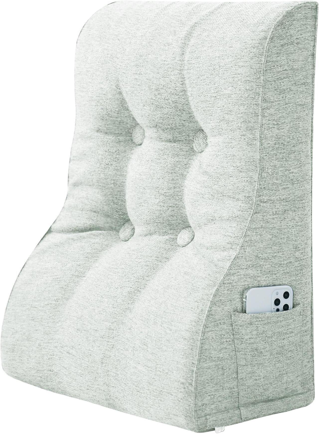 Main image of VERCART Reading Pillow Bed Foam Wedge Adult for Back Support, Bed Pillows for Sitting in Bed, Backrest Seat Cushion with Pockets, Back Pillow with Shredded, Husband Pillow White 24x9x21 Inches