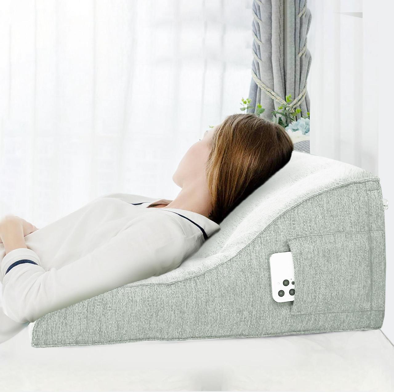 Alt view image 4 of 7 - VERCART Reading Pillow Bed Foam Wedge Adult for Back Support, Bed Pillows for Sitting in Bed, Backrest Seat Cushion with Pockets, Back Pillow with Shredded, Husband Pillow White 24x9x21 Inches