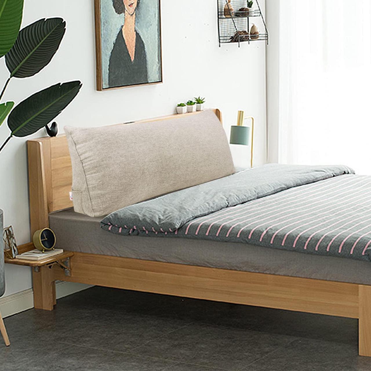 Alt view image 4 of 6 - Rucener Large Bolster Triangular Positioning Support Reading Backrest Wedge Pillow for Headboard for Day Bed Bunk Bed with Removable Cover