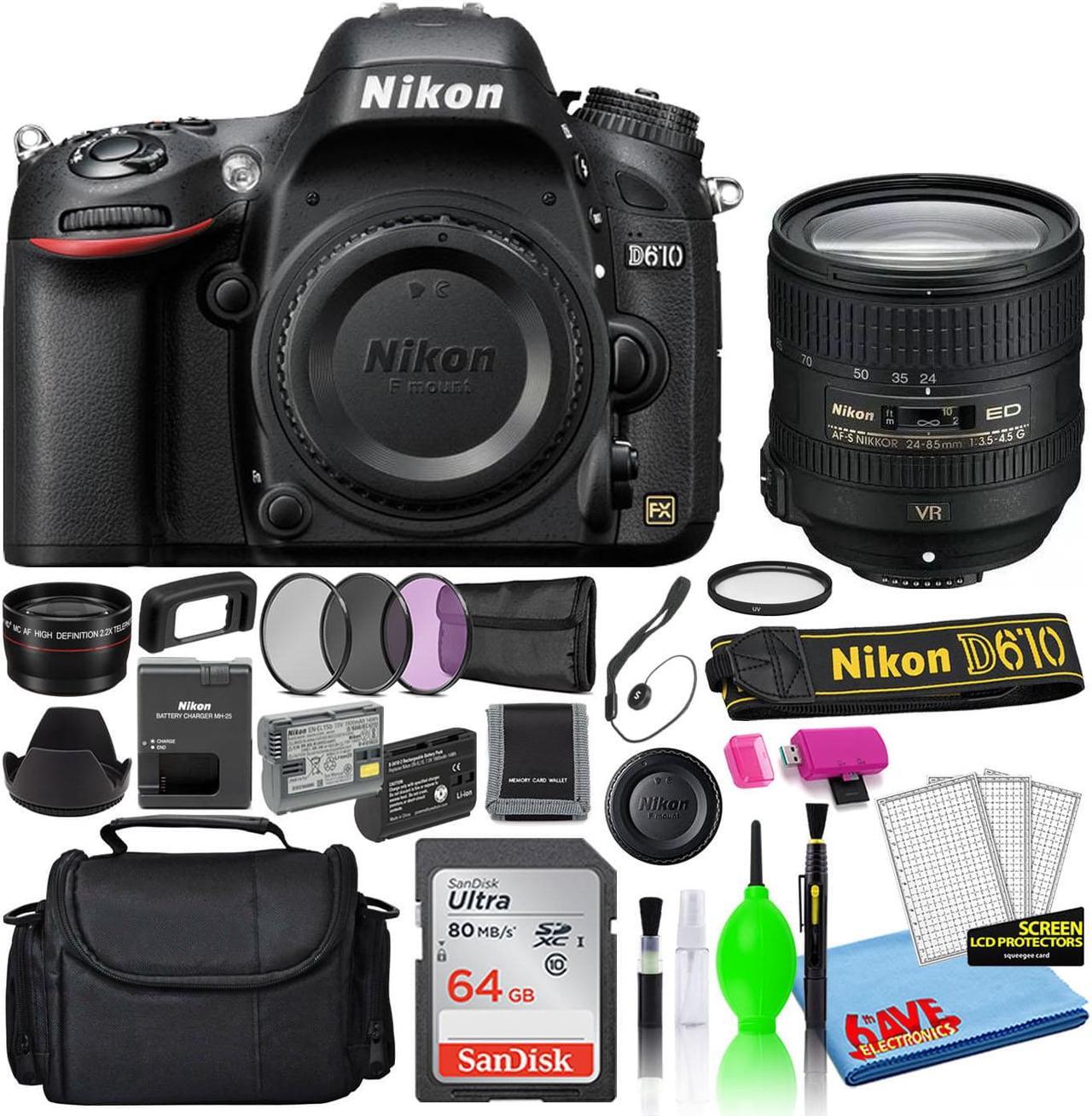 Main image of Nikon D610 Digital Camera with 24-85mm Lens (1540) + 64GB SD Card + Bag (Intl)