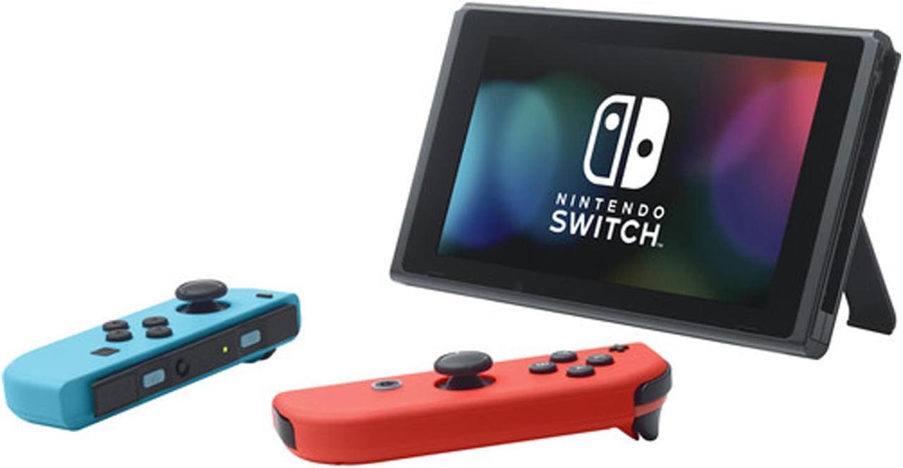 Alt view image 5 of 5 - Nintendo Switch with Neon Blue and Red JoyCon Bundle with Super Smash Bros. Ultimate