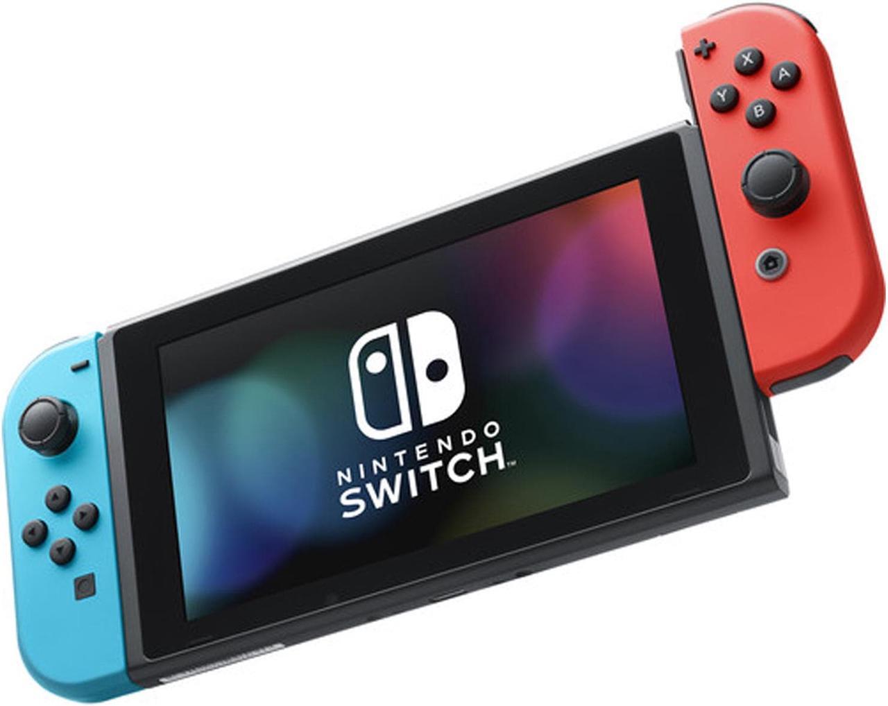 Alt view image 3 of 5 - Nintendo Switch with Neon Blue and Red JoyCon Bundle with Super Smash Bros. Ultimate