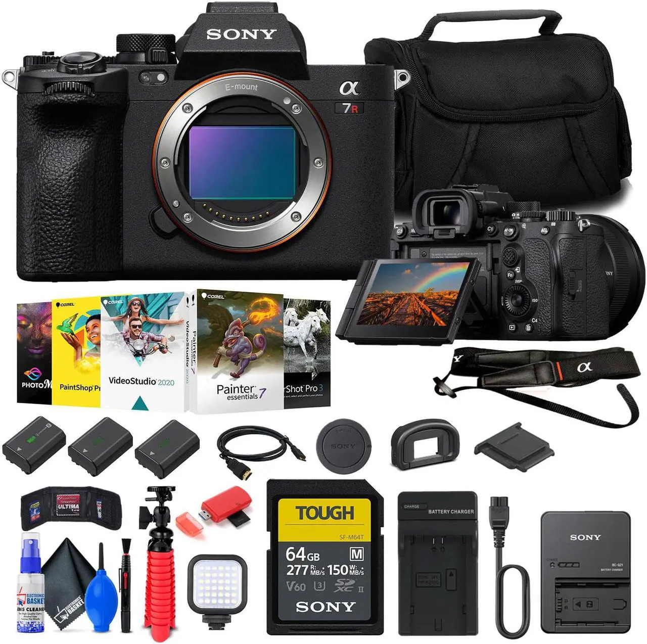Main image of Sony a7R V Mirrorless Camera + 64GB Card + Corel Photo Software + Bag + 2 x NP-FZ100 + More