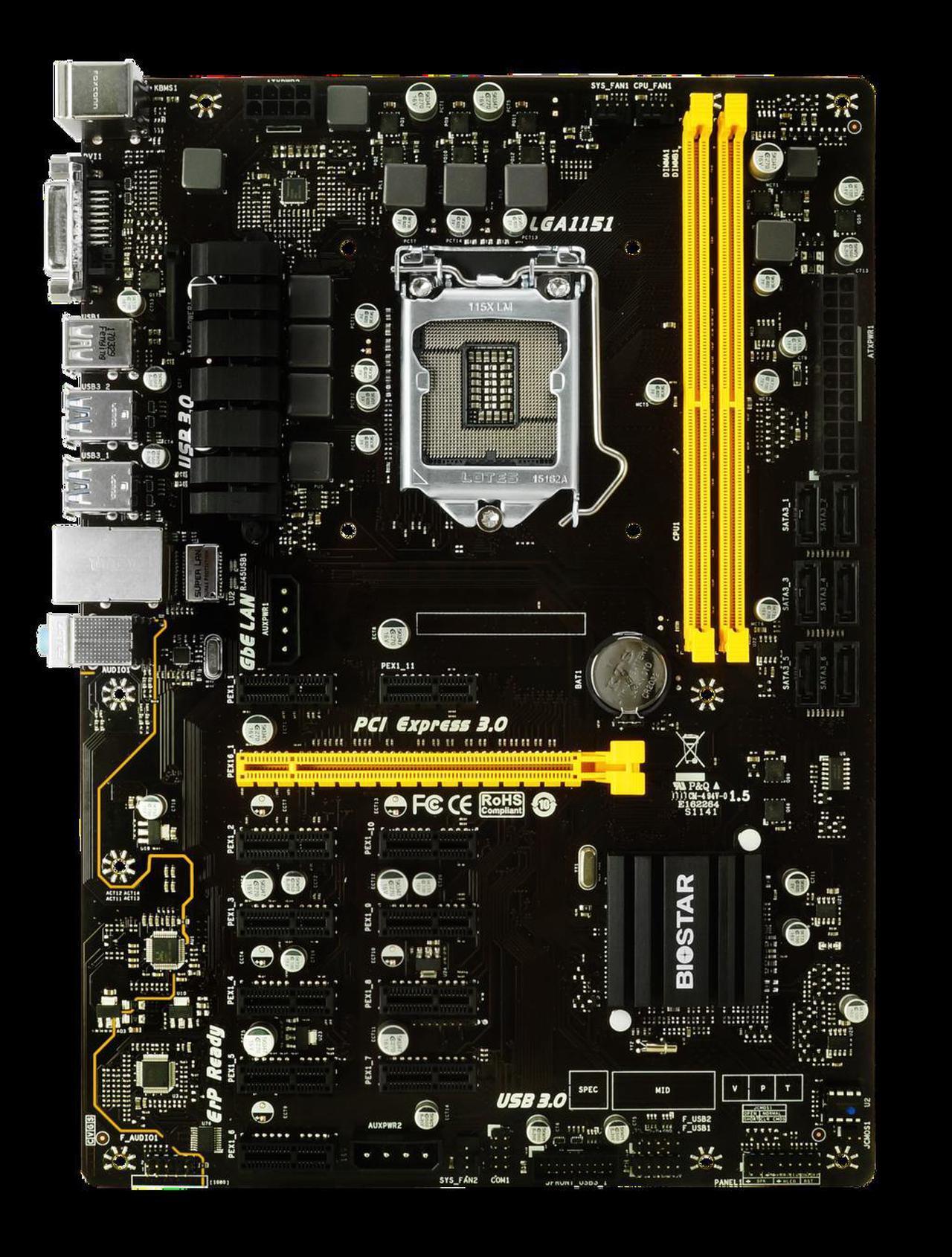 Alt view image 2 of 5 - AVGPC mining kit Intel CPU and Memory with Biostar TB250-BTC PRO Core i7/i5/i3 LGA1151 Intel B250 DDR4 Supports 6 AMD and 6 NVIDIA Graphics Cards