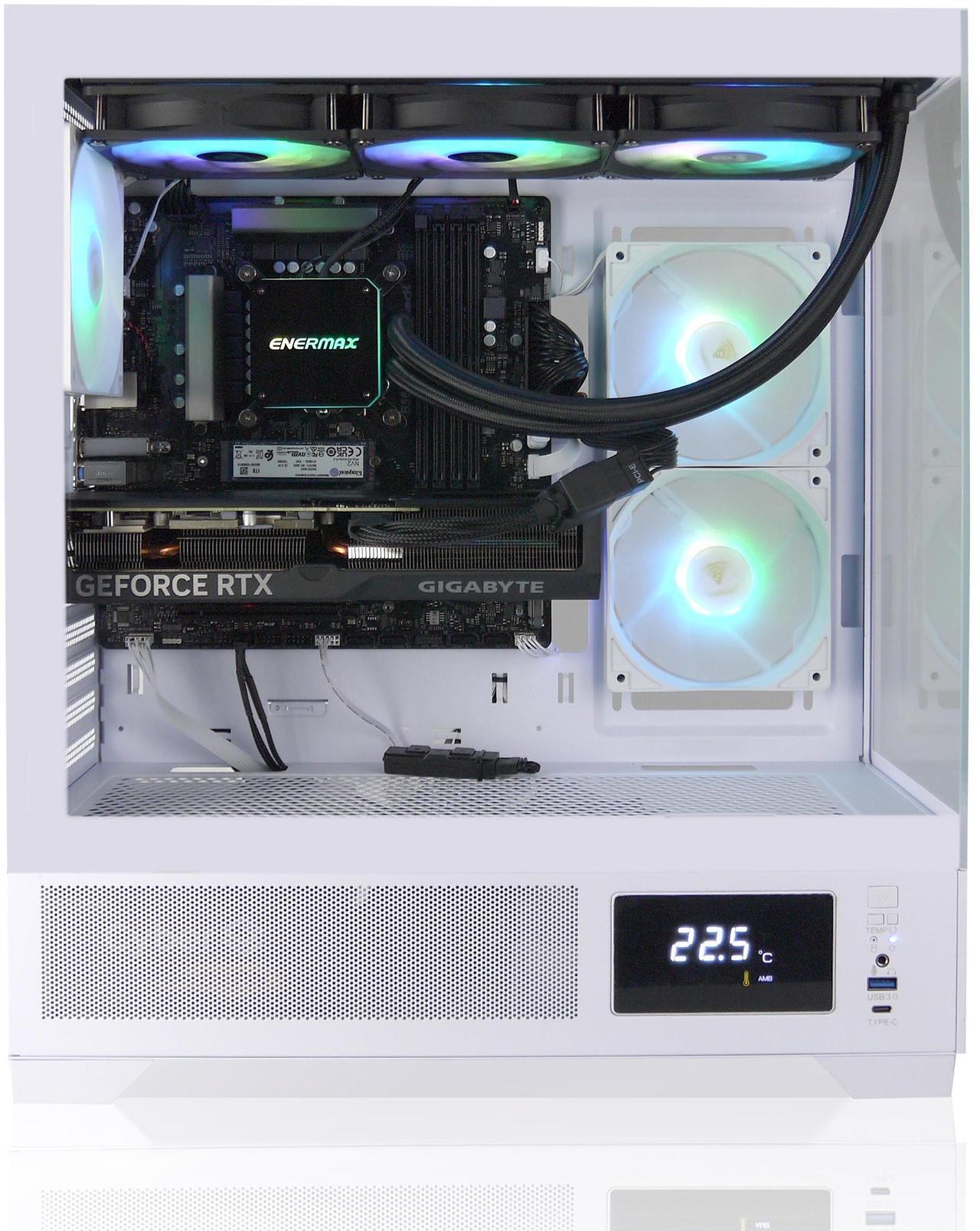 Alt view image 3 of 7 - AVGPC Whirlwind Gaming PC  AMD Ryzen 7 9700X Zen5, Radeon RX 9070 XT, 32GB 6000MHz DDR5, 1TB NVME M.2 SSD, 360MM AIO Liquid Cooling, WiFi/AC, Tempered Glass Case White, Windows 11 Home White