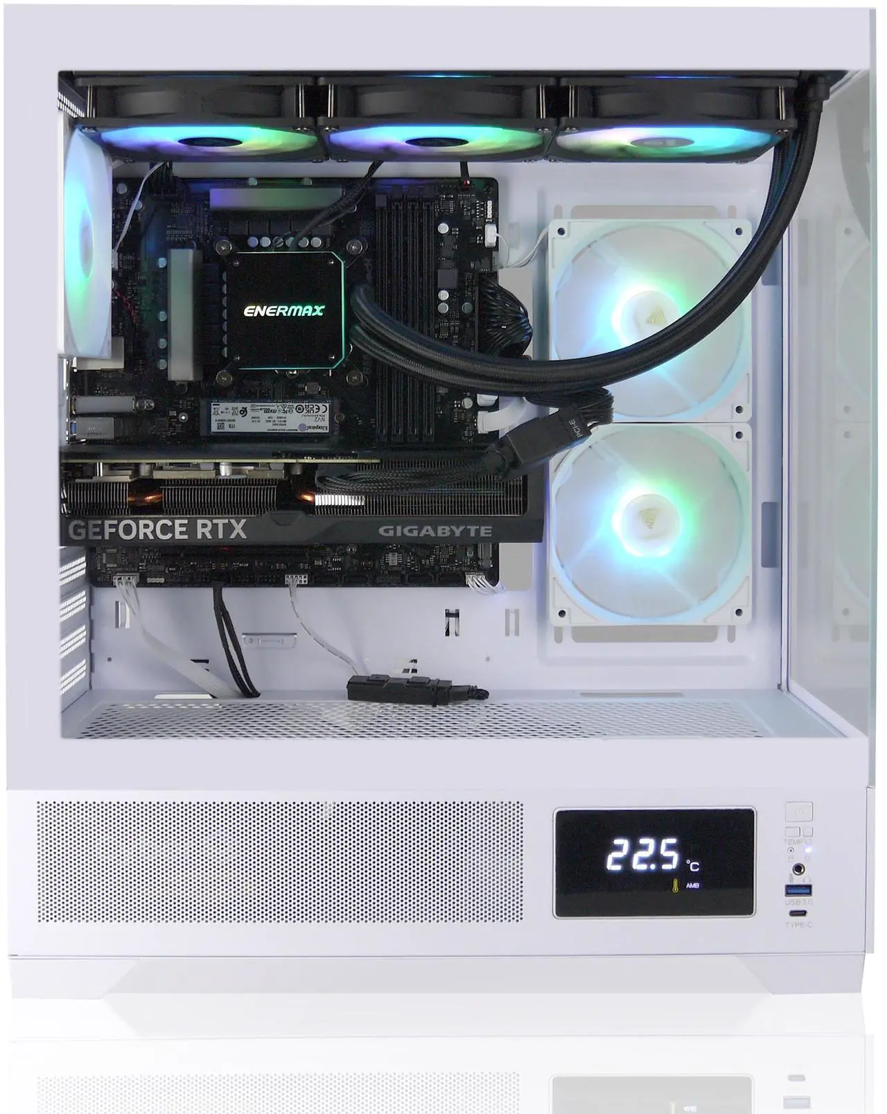 Alt view image 2 of 6 - AVGPC Whirlwind Gaming PC AMD Ryzen 7 9700X Zen5, NVIDIA GeForce RTX 5070 Ti, 32GB 6000MHz DDR5, 2TB NVME M.2 SSD, 360MM AIO Liquid Cooling, WiFi/AC, Tempered Glass Case White, Windows 11 Home