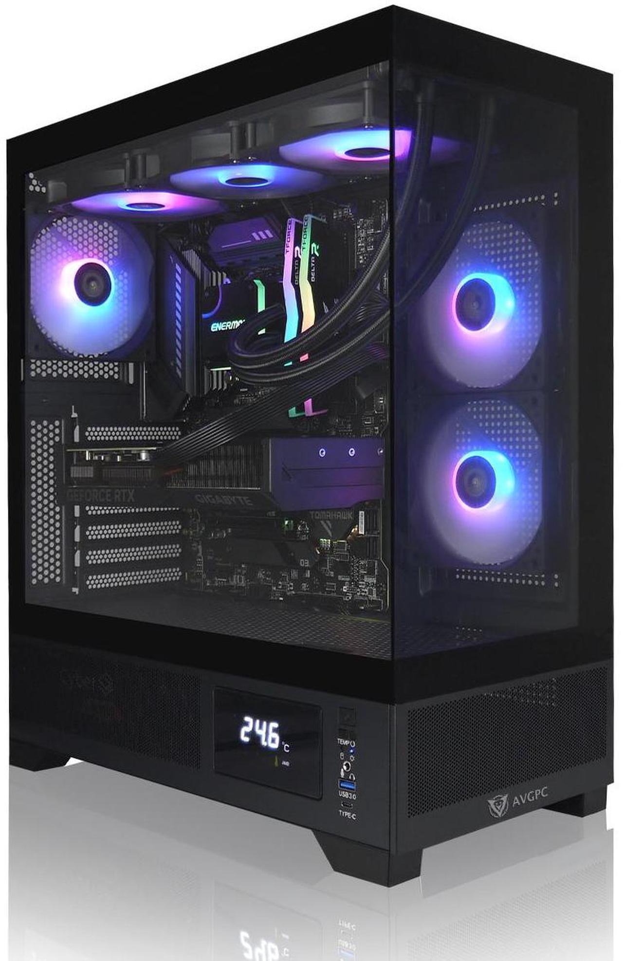 Main image of AVGPC Whirlwind Gaming PC AMD Ryzen 7 9700X Zen5, NVIDIA GeForce RTX 5070 Ti, 32GB 6000MHz DDR5, 2TB NVME M.2 SSD, 360MM AIO Liquid Cooling, WiFi/AC, Tempered Glass Case Black, Windows 11 Home