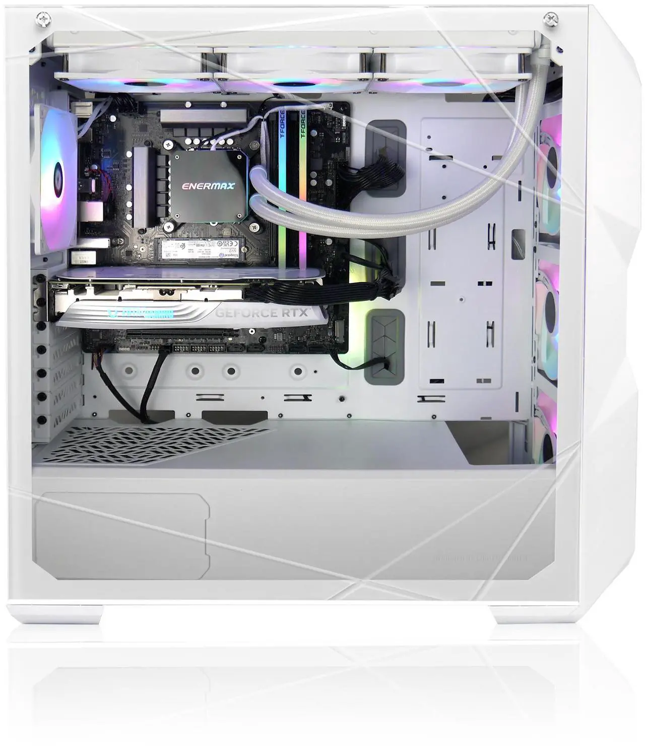 Alt view image 3 of 6 - AVGPC Blizzard Series Gaming PC - Intel i7 12700KF 3.6GHz, NVIDIA GeForce RTX 5060, 32GB DDR4 RAM, 1TB NVME M.2 SSD, 360mm Liquid Cooler, ARGB Fans, Wifi/AC, TD500 Mesh White Case, Windows 11