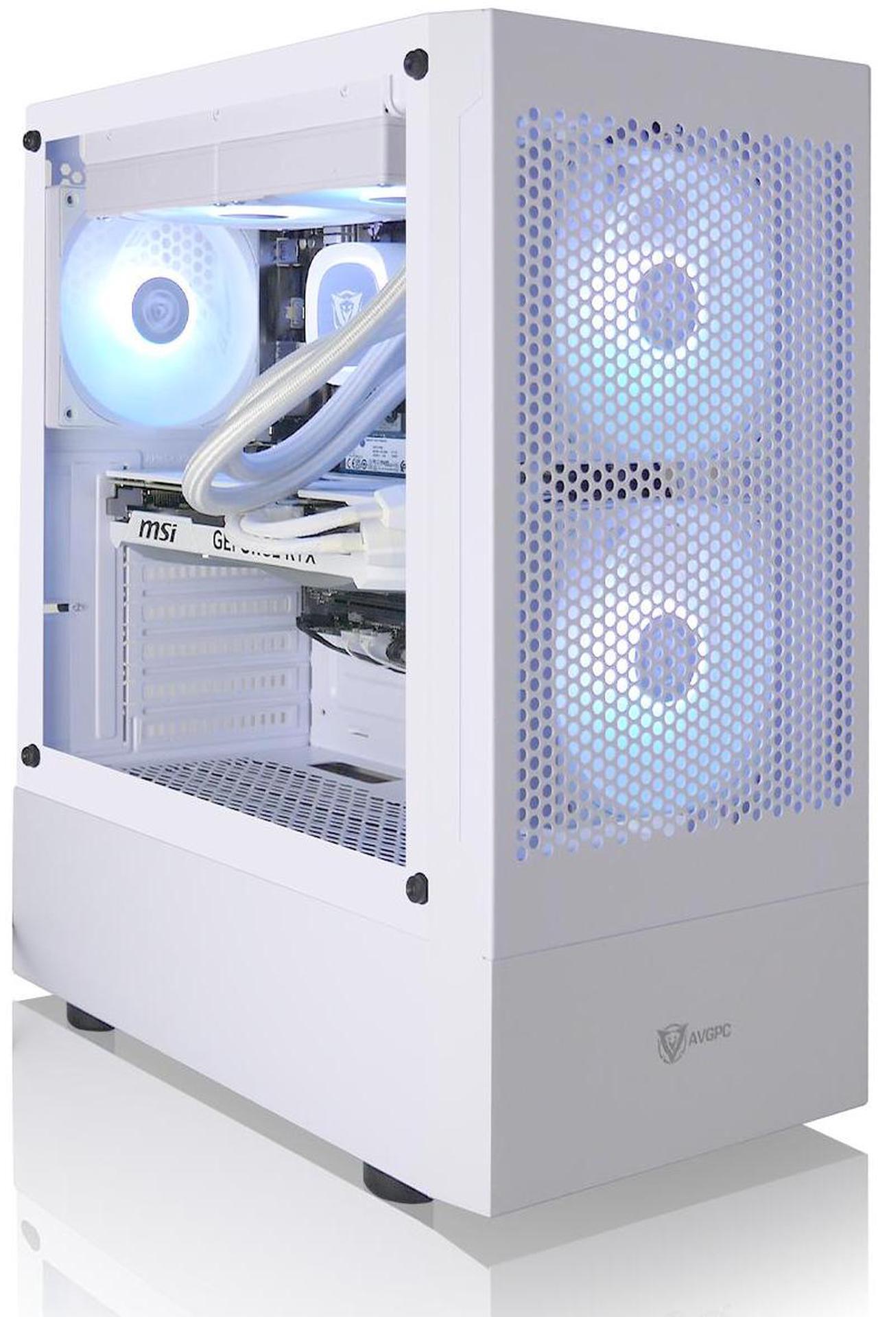 Main image of AVGPC Max Series Gaming PC -  Intel Core i5-12600KF Unlocked, AMD RX 9060 XT GPU, 32GB RAM, 1TB M.2 NVMe SSD, 240mm Liquid CPU Cooler, ARGB Fans, Wifi/AC, MAX ATX Case, Windows 11 White