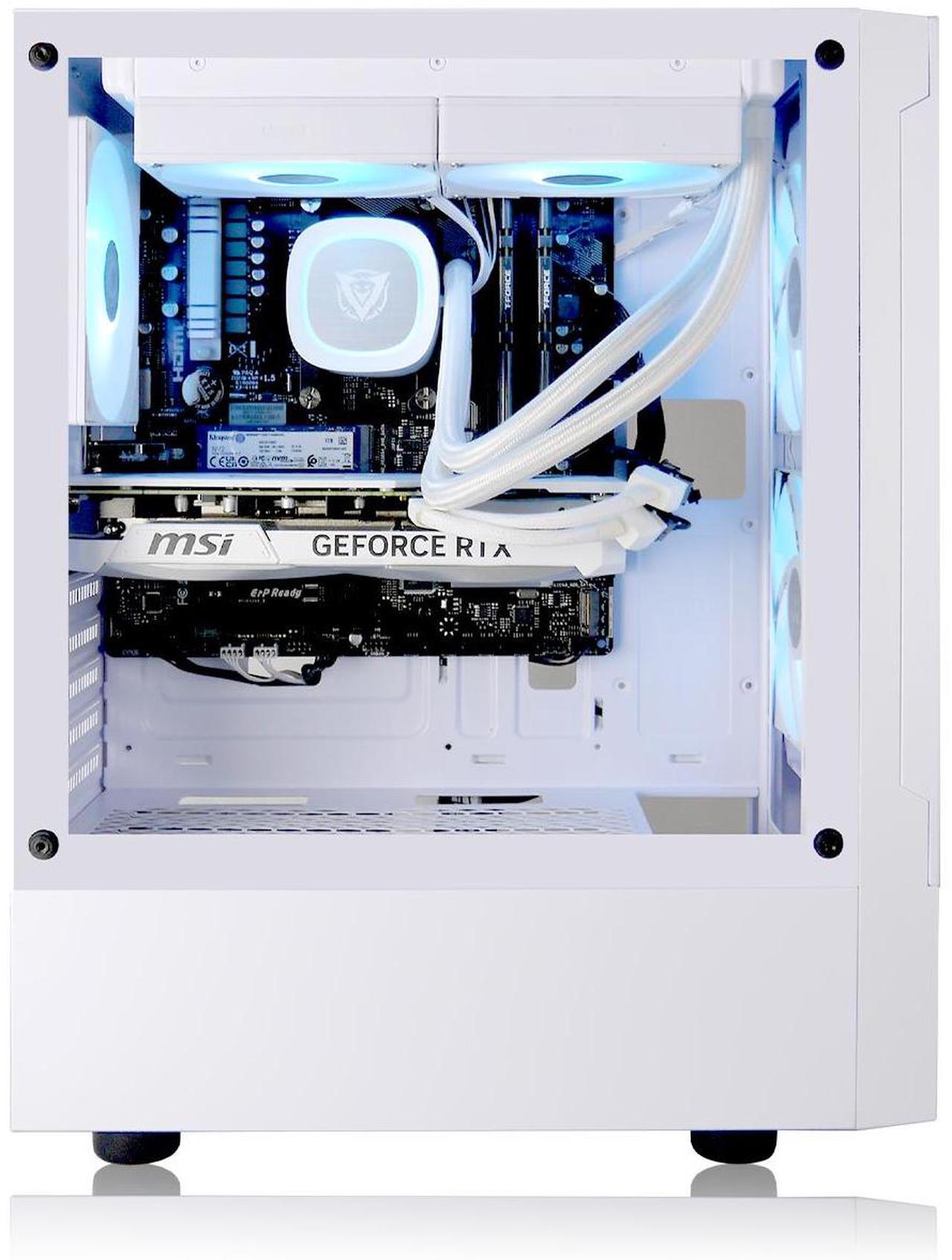 Alt view image 3 of 5 - AVGPC Max Series Gaming PC -  Intel Core i5-12600KF Unlocked, AMD RX 9060 XT GPU, 32GB RAM, 1TB M.2 NVMe SSD, 240mm Liquid CPU Cooler, ARGB Fans, Wifi/AC, MAX ATX Case, Windows 11 White