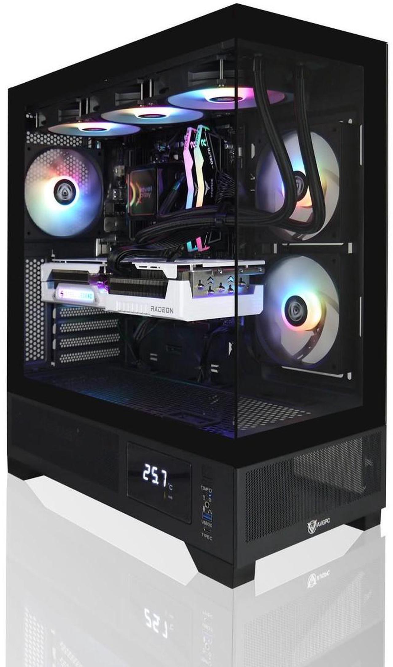 Main image of AVGPC Whirlwind Gaming PC AMD Ryzen 7 9700X Zen5, Radeon RX 9070 XT, 32GB 6000MHz DDR5, 1TB NVME M.2 SSD, 360MM AIO Liquid Cooling, WiFi/AC, Tempered Glass Case White, Windows 11 Home Black