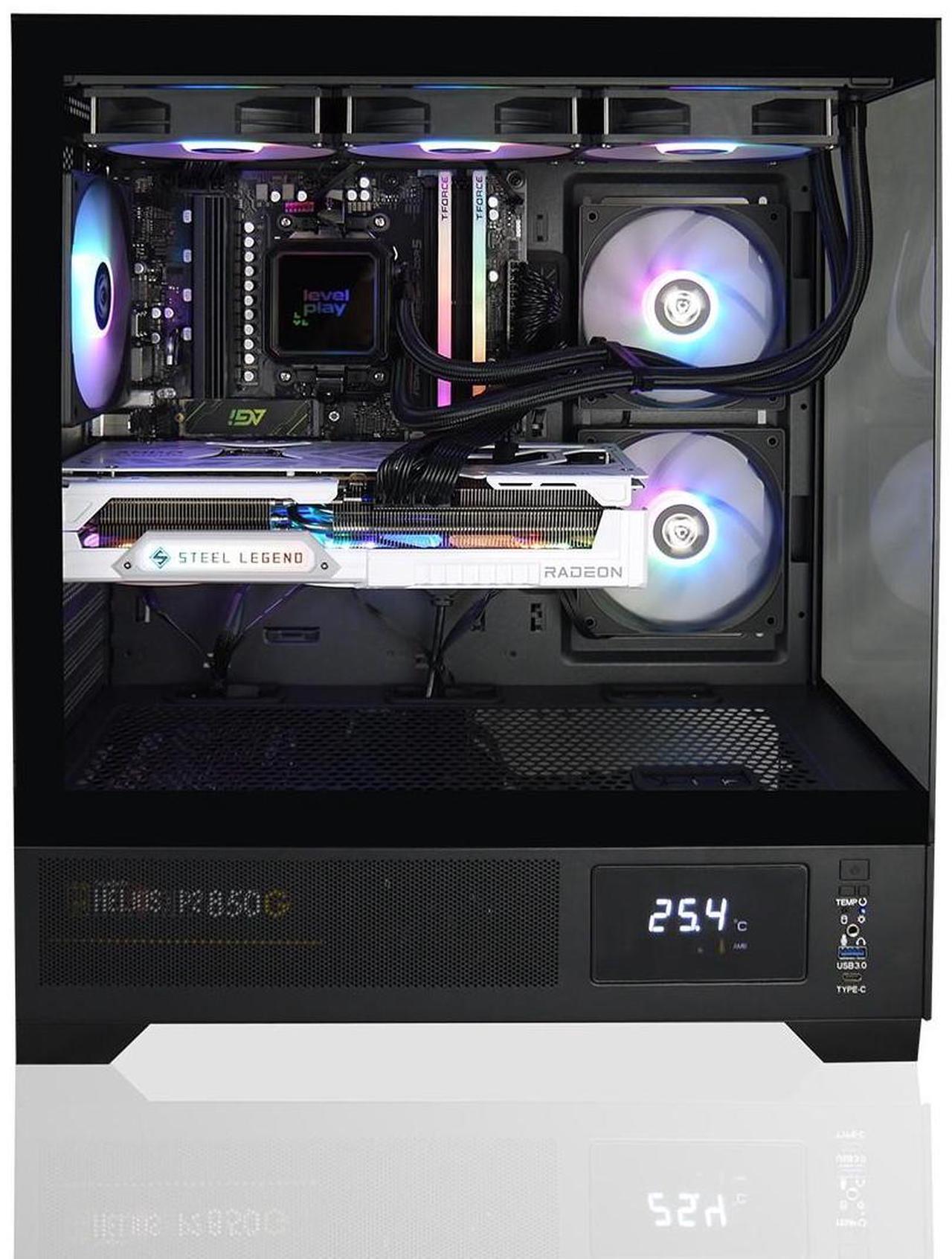 Alt view image 2 of 7 - AVGPC Whirlwind Gaming PC AMD Ryzen 7 9700X Zen5, Radeon RX 9070 XT, 32GB 6000MHz DDR5, 1TB NVME M.2 SSD, 360MM AIO Liquid Cooling, WiFi/AC, Tempered Glass Case White, Windows 11 Home Black