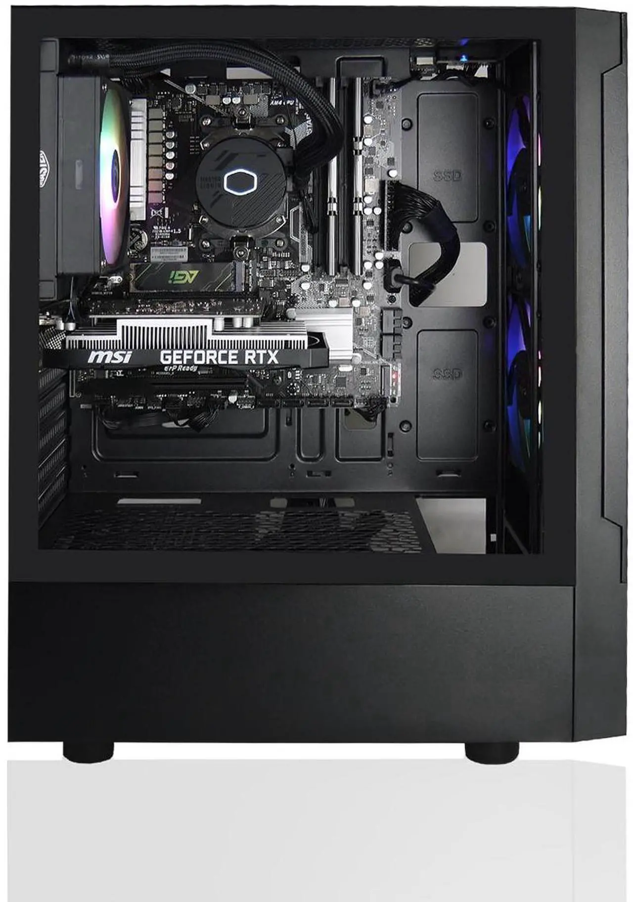 Alt view image 2 of 5 - AVGPC Max Gaming PC - AMD RYZEN 5 5600X 6-Core, Radeon RX 9060 XT 8G, 16GB RAM, 1TB M.2 NVMe SSD, AIO CPU Liquid Cooler Windows 11 Black