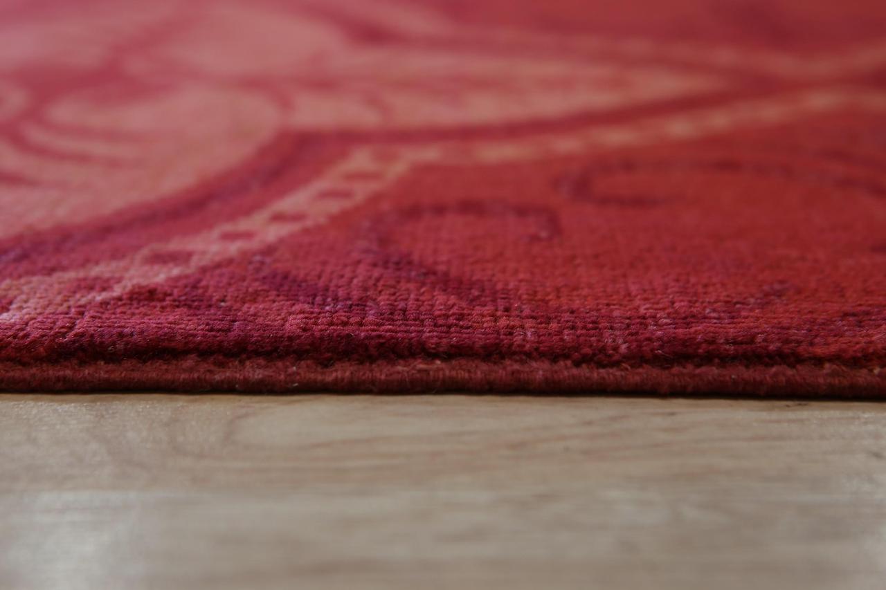 Alt view image 4 of 4 - Handmade Afghan Wool Red Transitional All Over Turkish Knot Rug, Made in India